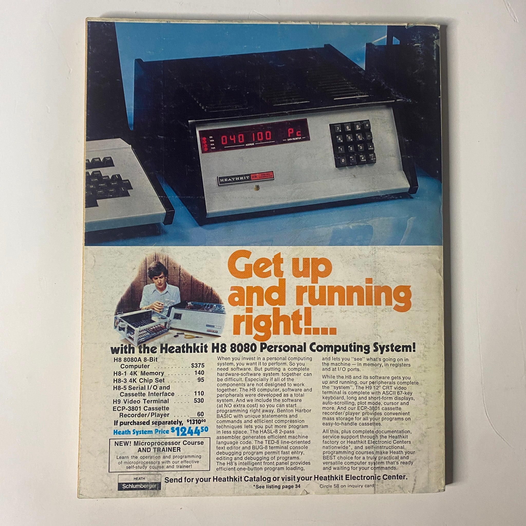 Get up and running right with the Heathkit H8 8080 Personal Computing System advertisement, showcasing vintage computing equipment, featured in Byte Magazine December 1977 Vol 2 No. 12.