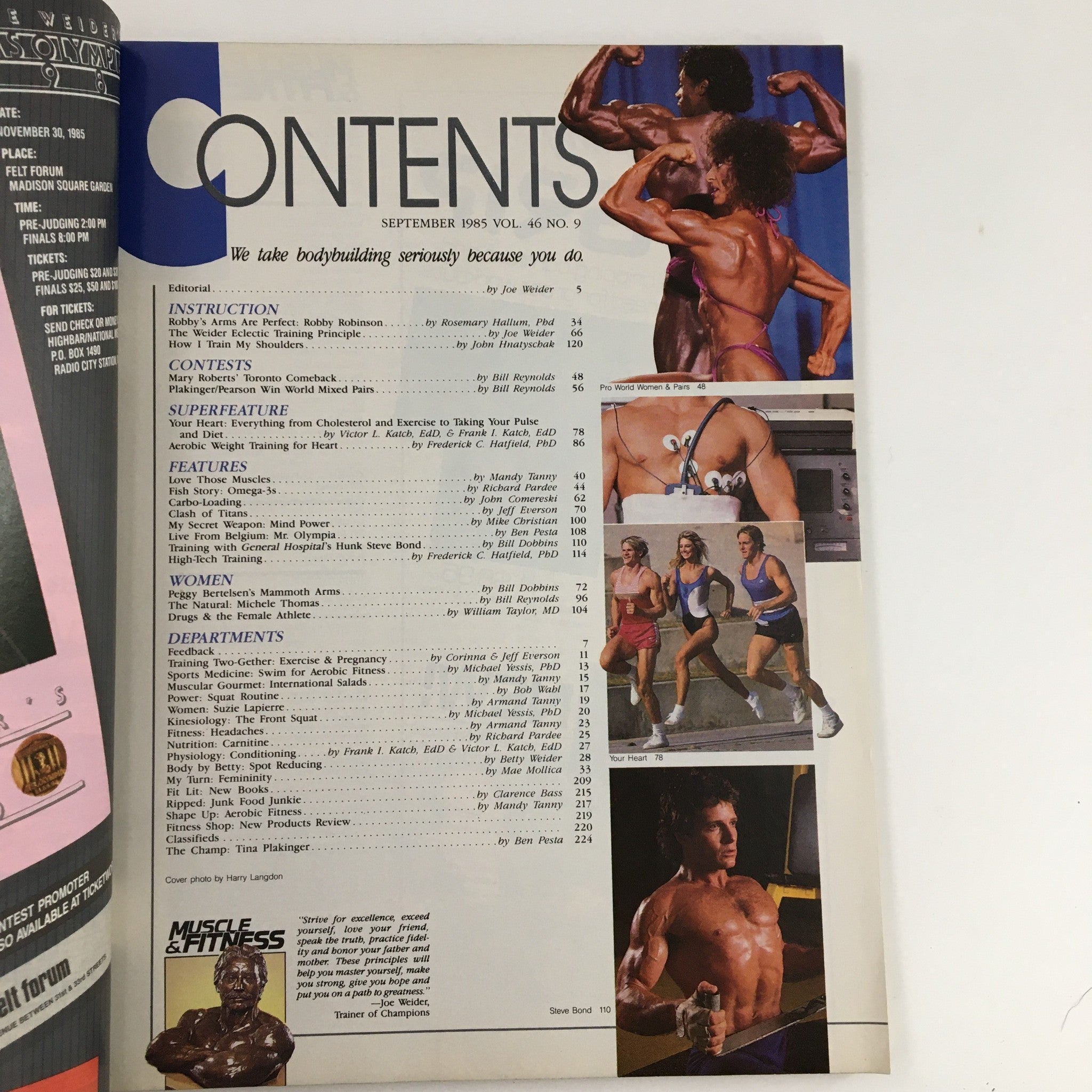 Muscle & Fitness Magazine September 1985 Steve Bond & Sherilyn Wolter No Label