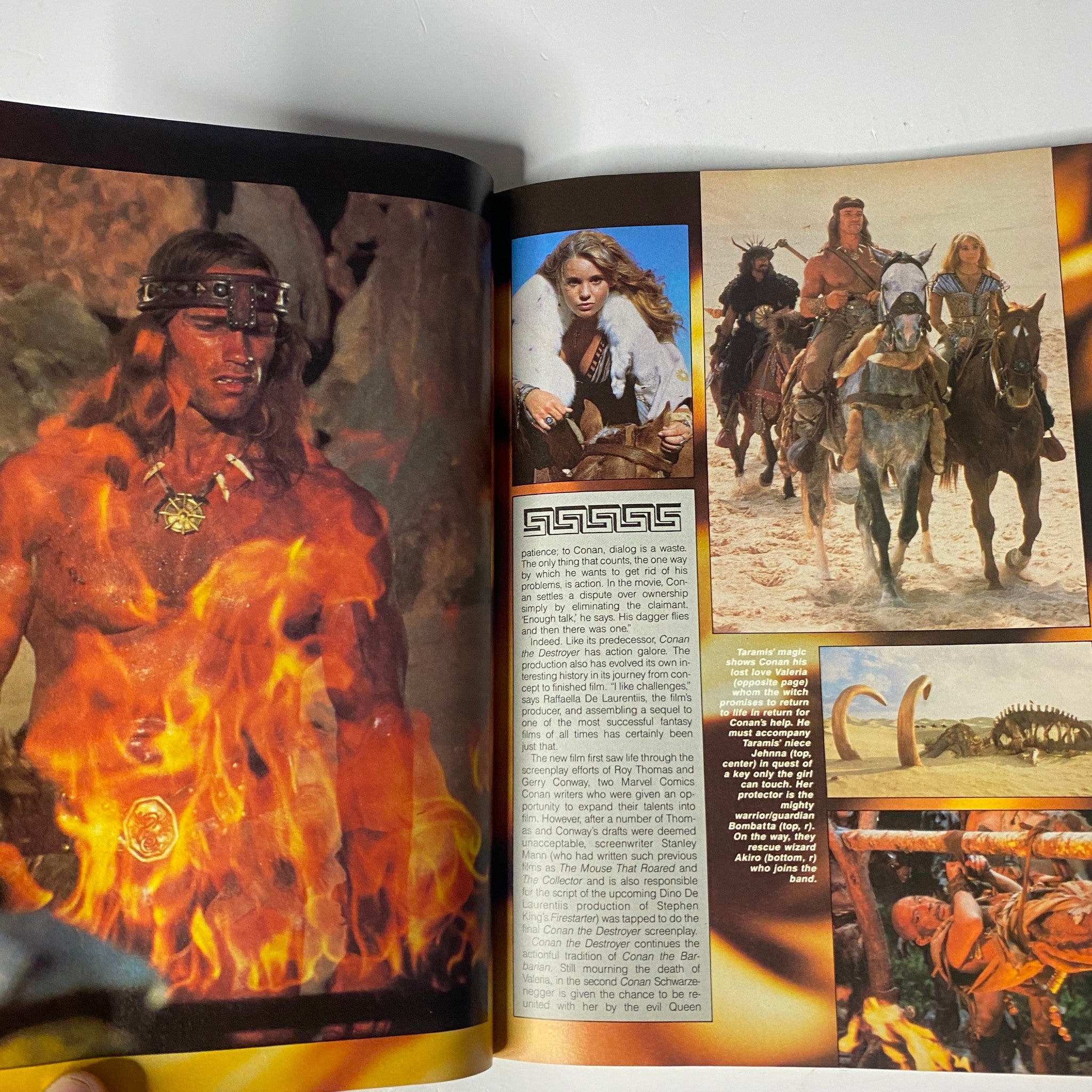 Muscle & Fitness Magazine August 1984 featuring an iconic image of Arnold Schwarzenegger as Conan, showcasing behind-the-scenes moments from the film 'Conan the Destroyer'.