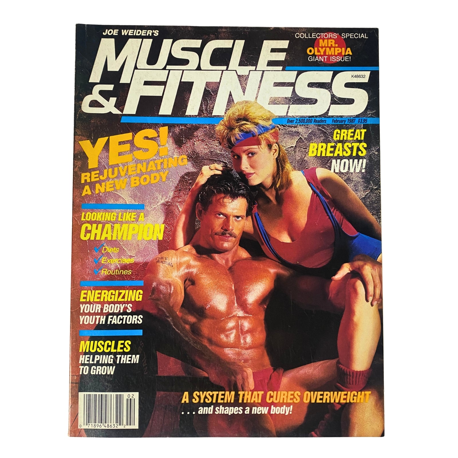 Cover of Muscle & Fitness Magazine February 1987 featuring Winnie Gardner and Rod Koontz, showcasing fitness-related content and photography.