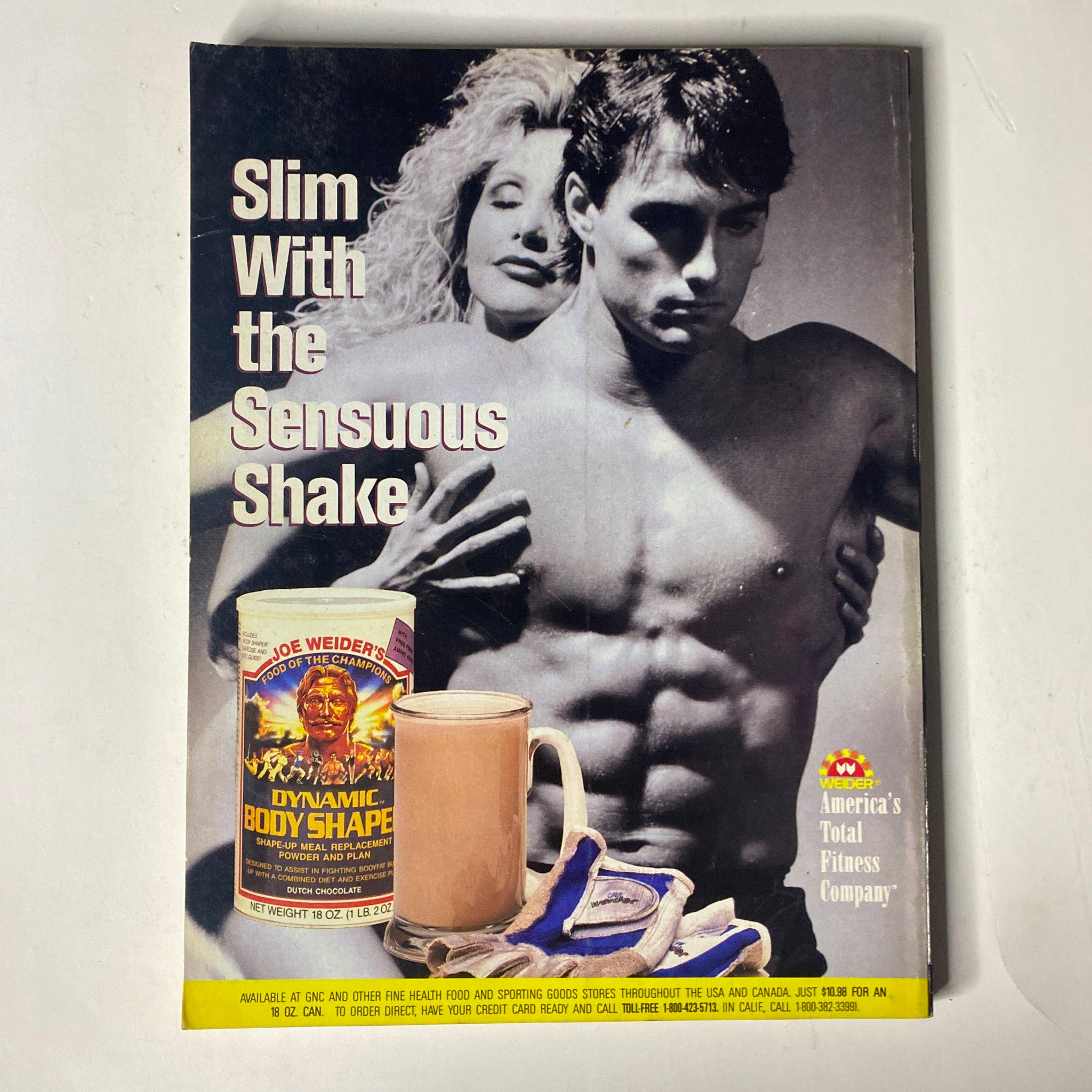 Back cover of Muscle & Fitness Magazine July 1988 promoting fitness products, emphasizing health and wellness.