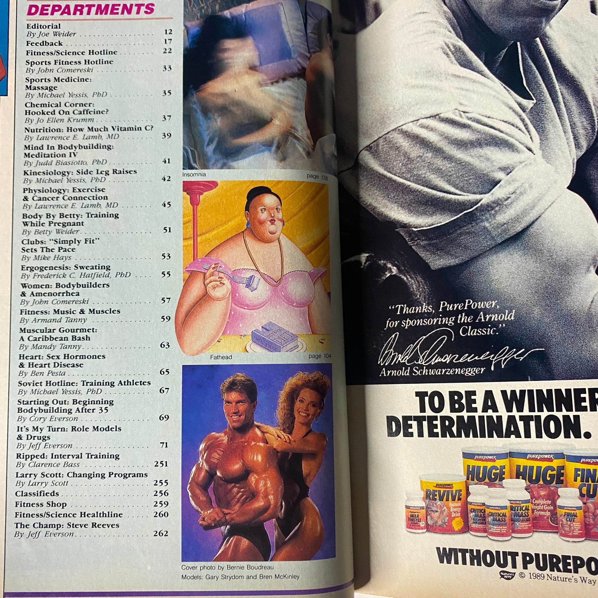 Another inside page of Muscle & Fitness Magazine June 1989 highlighting departments and various fitness-related topics.