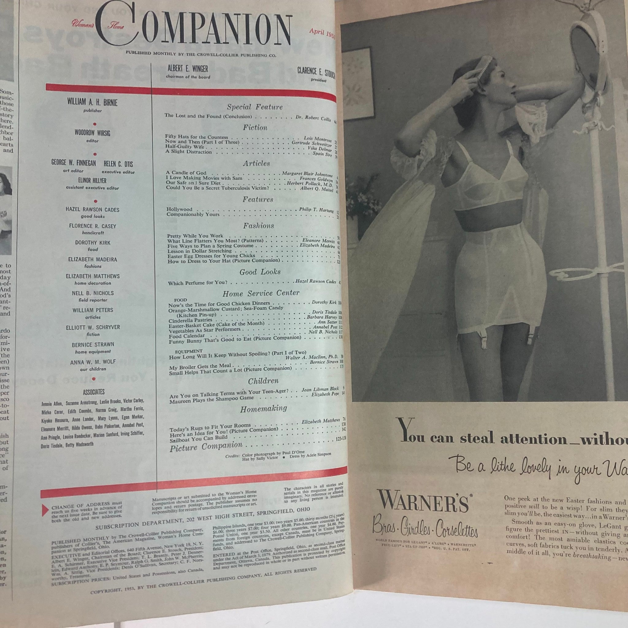 VTG Woman's Home Companion Magazine April 1953 How To Dress Your Hat