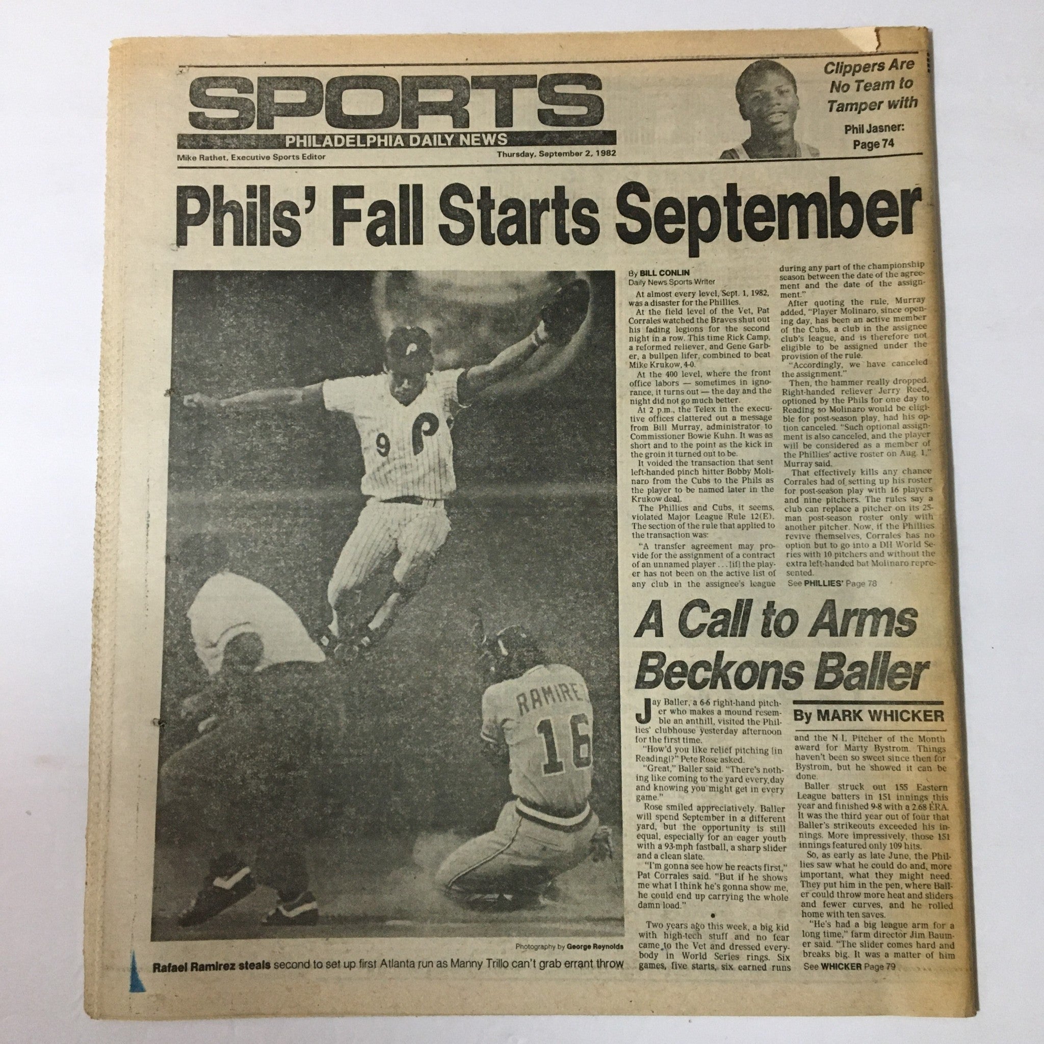 VTG Philadelphia Daily News September 2 1982 - Ron Plan Steams Israel