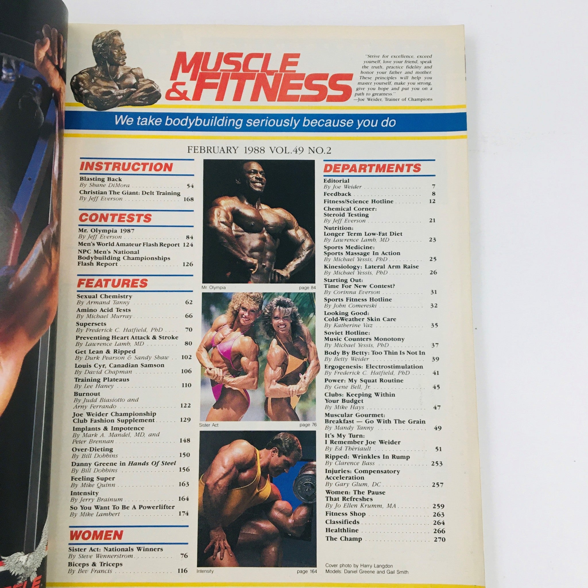 Muscle & Fitness Magazine February 1988 Daniel Greene & Gail Smith No Label