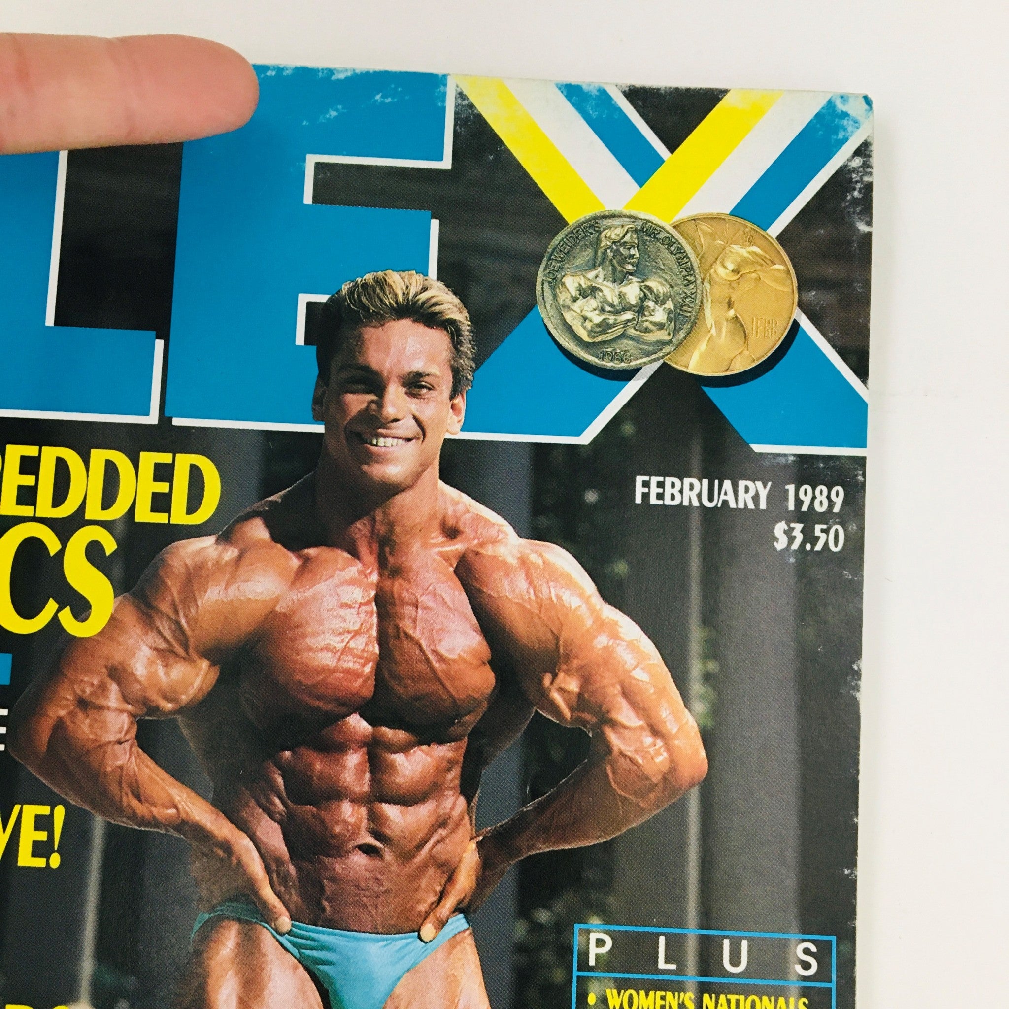 Cover of Joe Weider's Flex Magazine February 1989 featuring bodybuilder Rich Gaspari posing with impressive physique, showcasing bodybuilding culture and vintage magazine aspect.