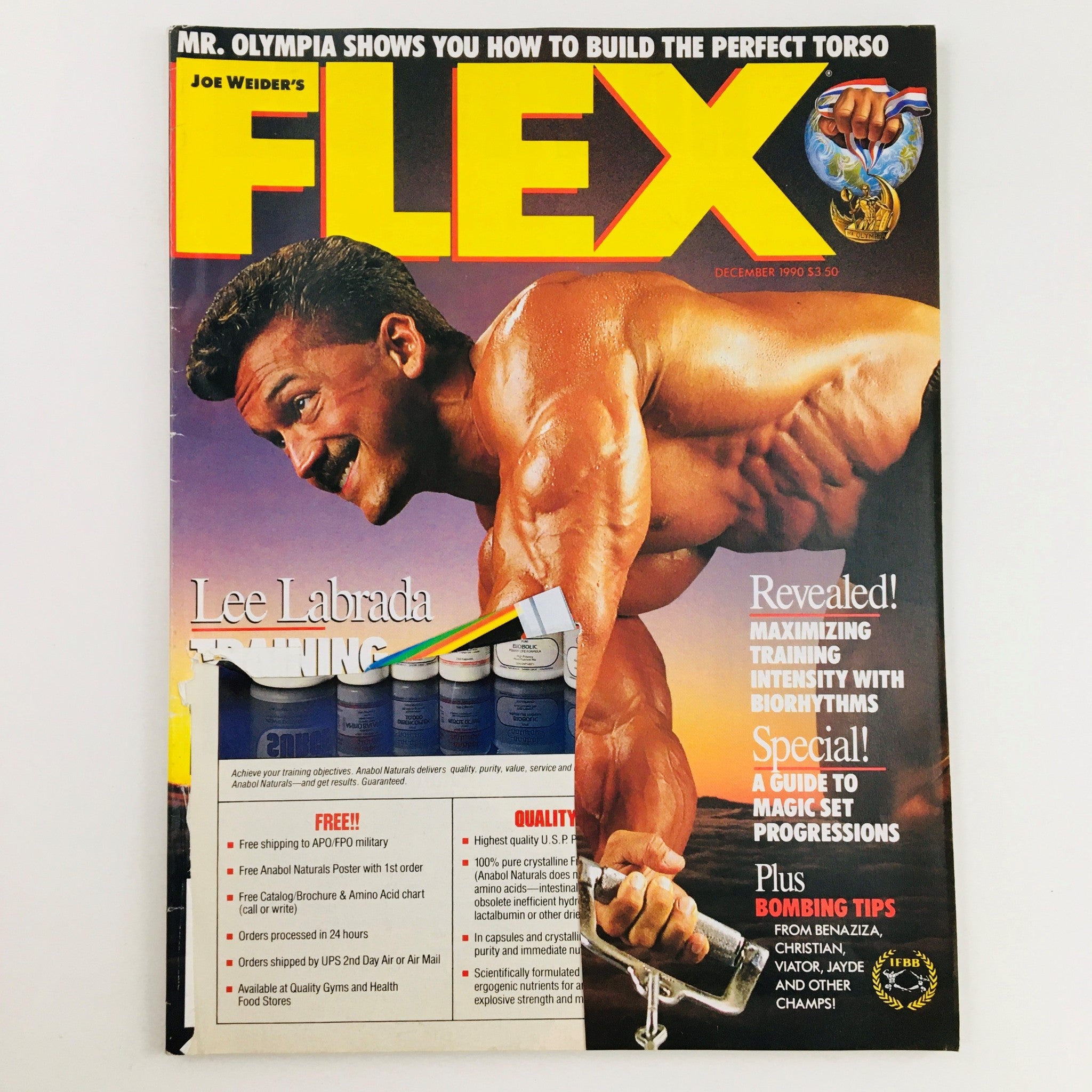 Joe Weider's Flex Magazine December 1990 Lee Labrada & Mohammed Benaziza