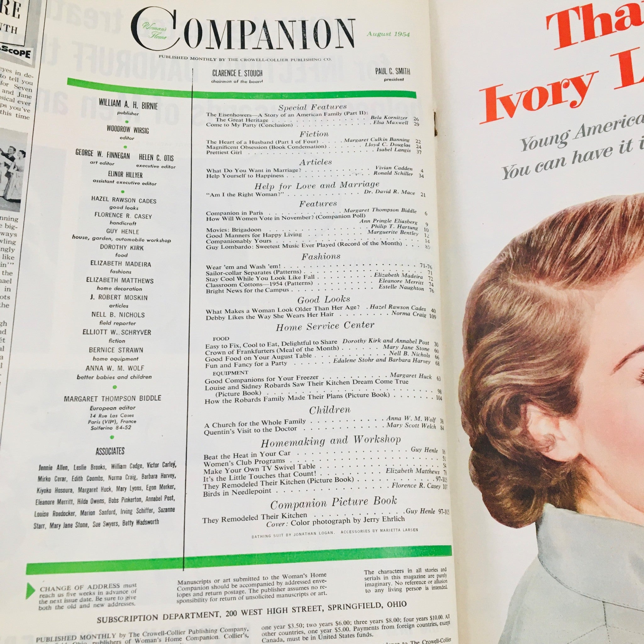 Woman's Home Companion August 1954 The Eisenhower's, American Family Story