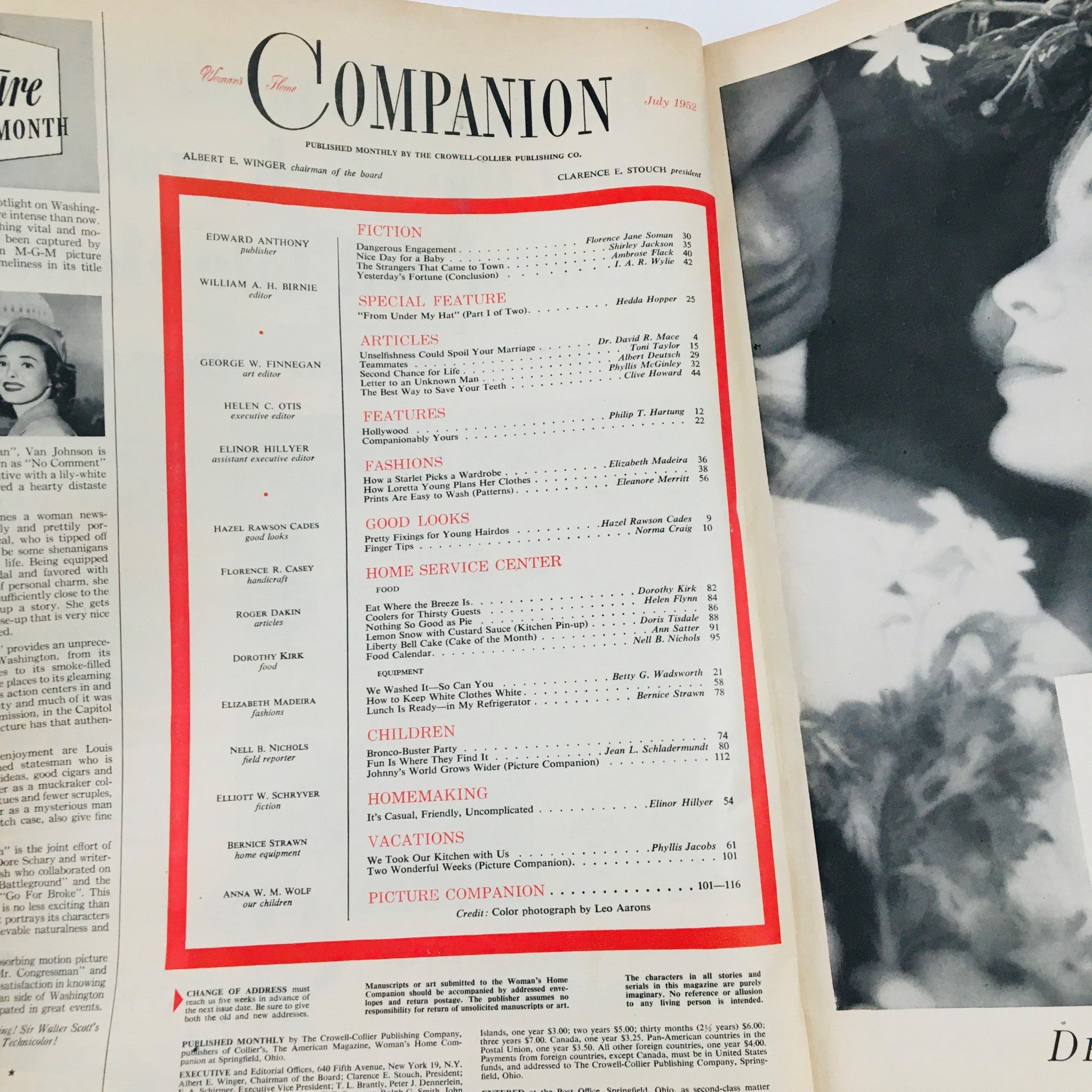 Woman's Home Companion July 1952 Hedda Hopper Tells All "From Under My Hat"