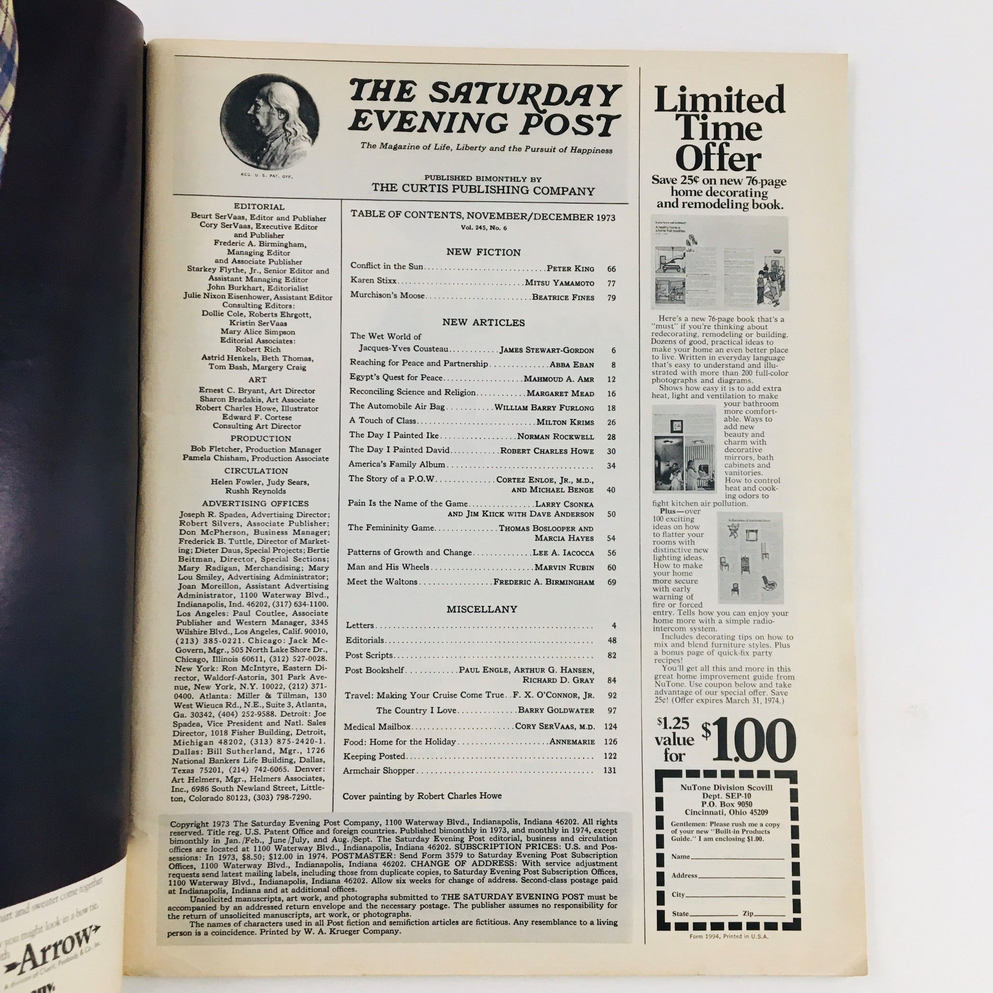 The Saturday Evening Post November 1973 Abba Eban on Middle East No Label