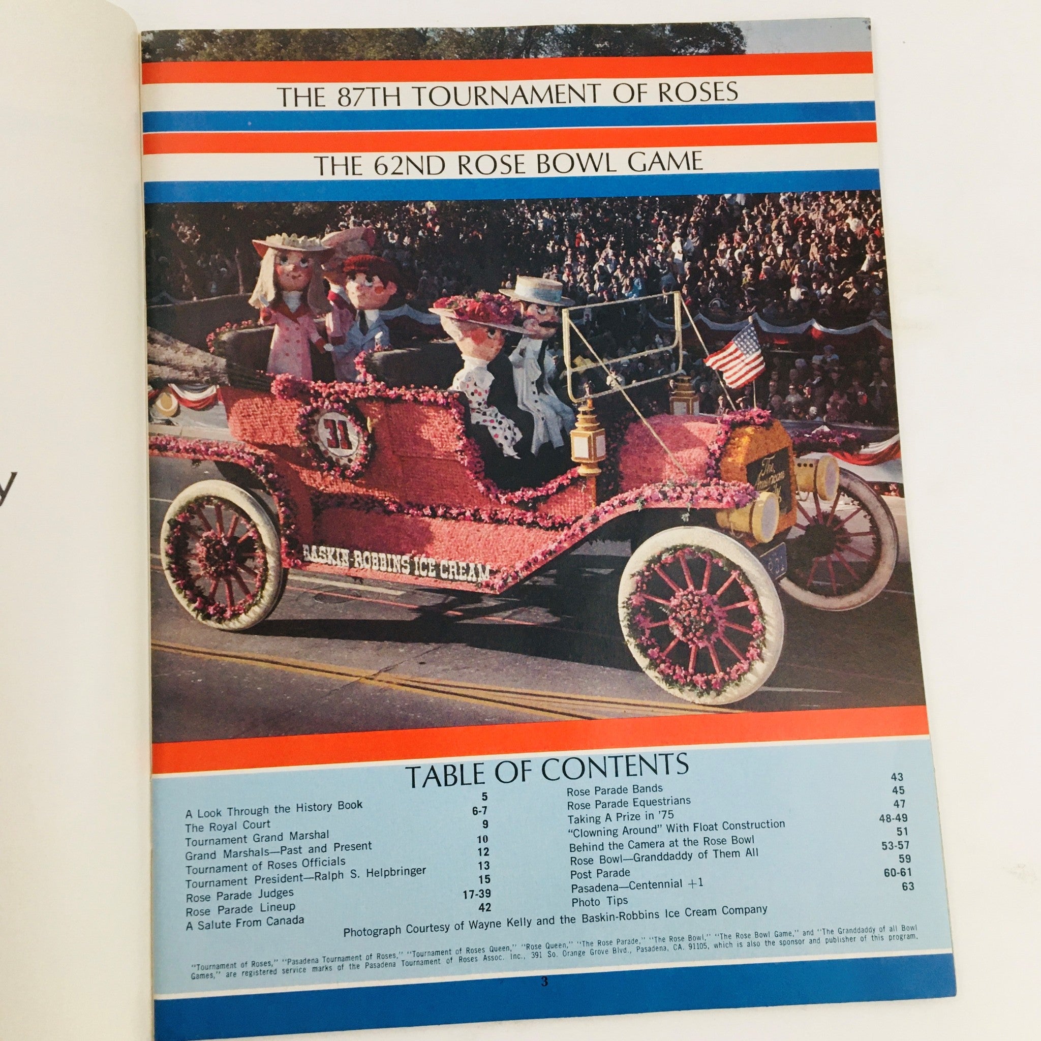 1976 Official Parade Souvenir Program 87th Tournament of Roses