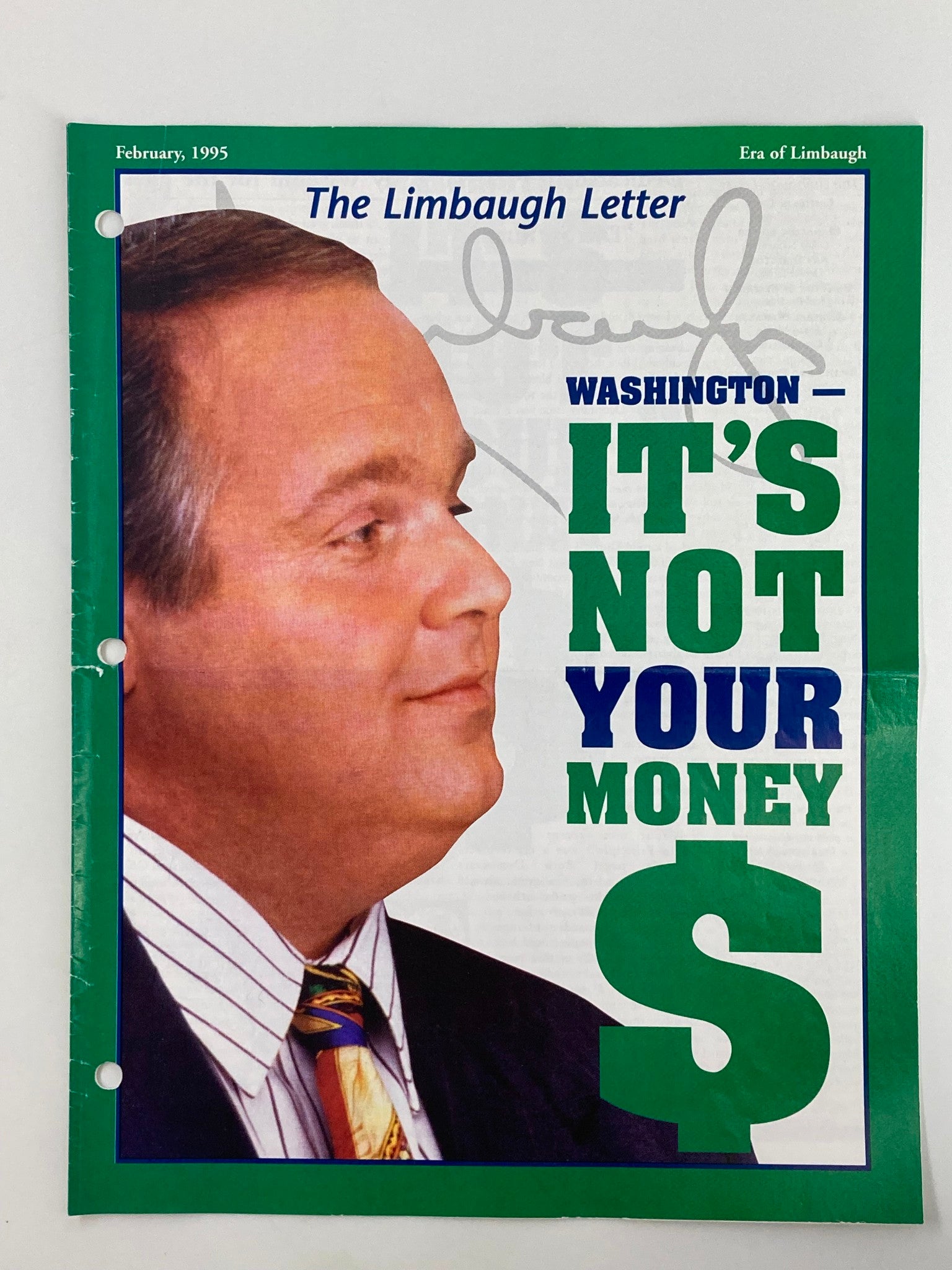 Rush Limbaugh Letter Newsletter Magazine February 1995 It's Not Your Money