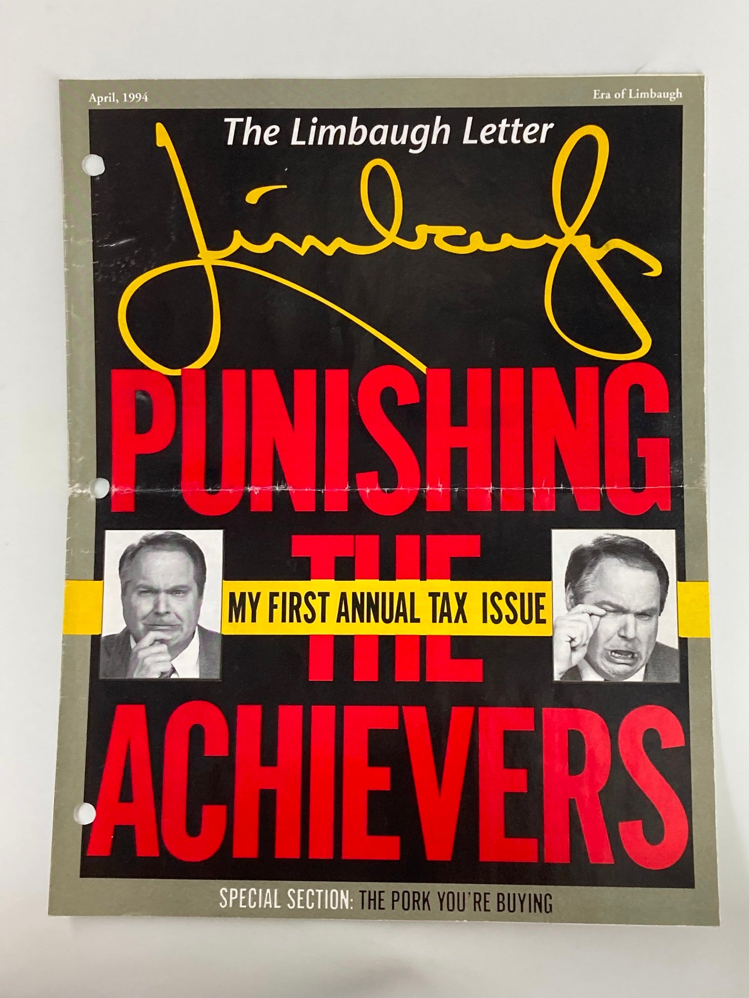 Rush Limbaugh Letter Newsletter Magazine April 1994 Punishing The Achievers