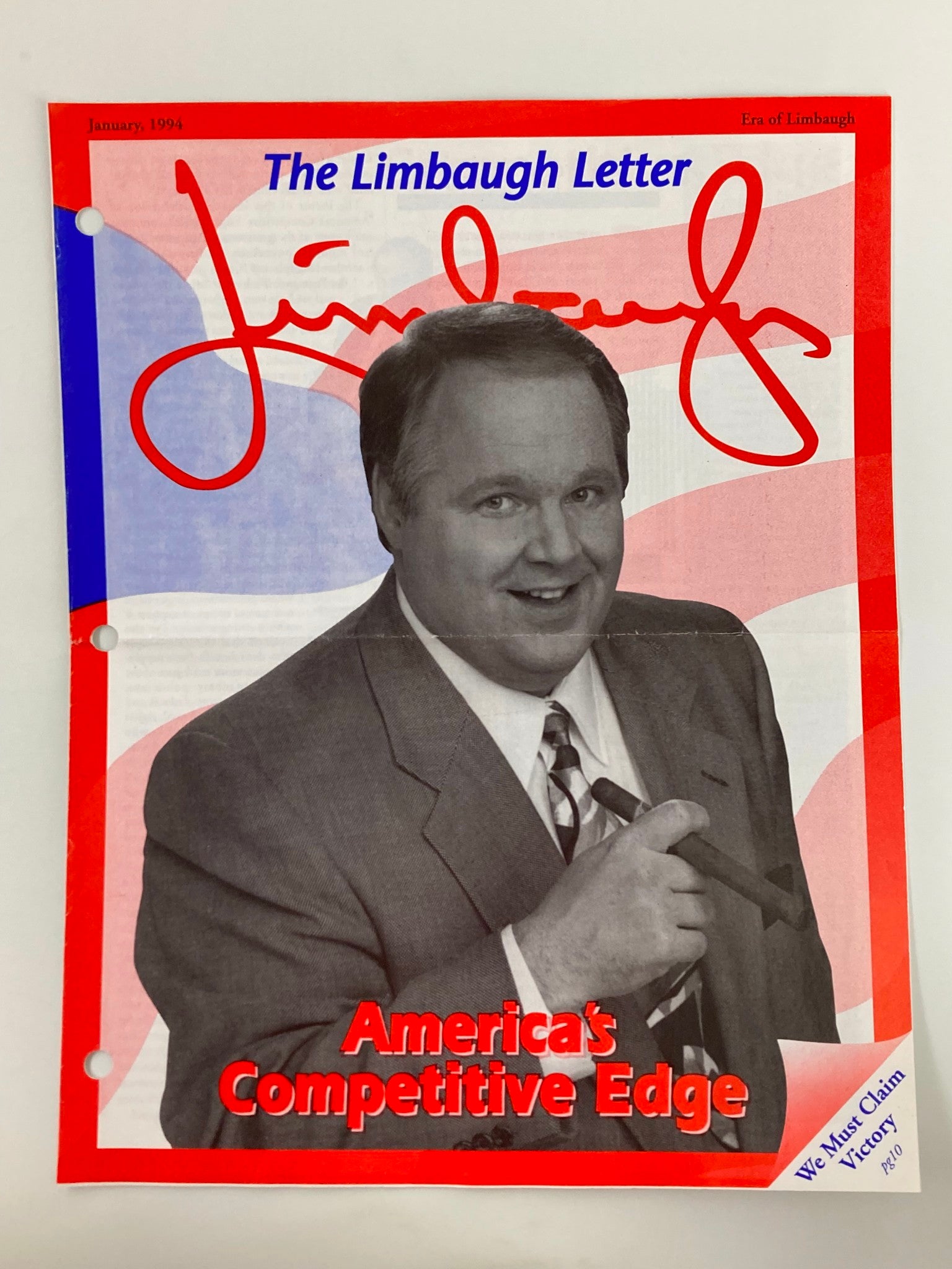 Rush Limbaugh Letter Newsletter Magazine January 1994 America Competitive Edge