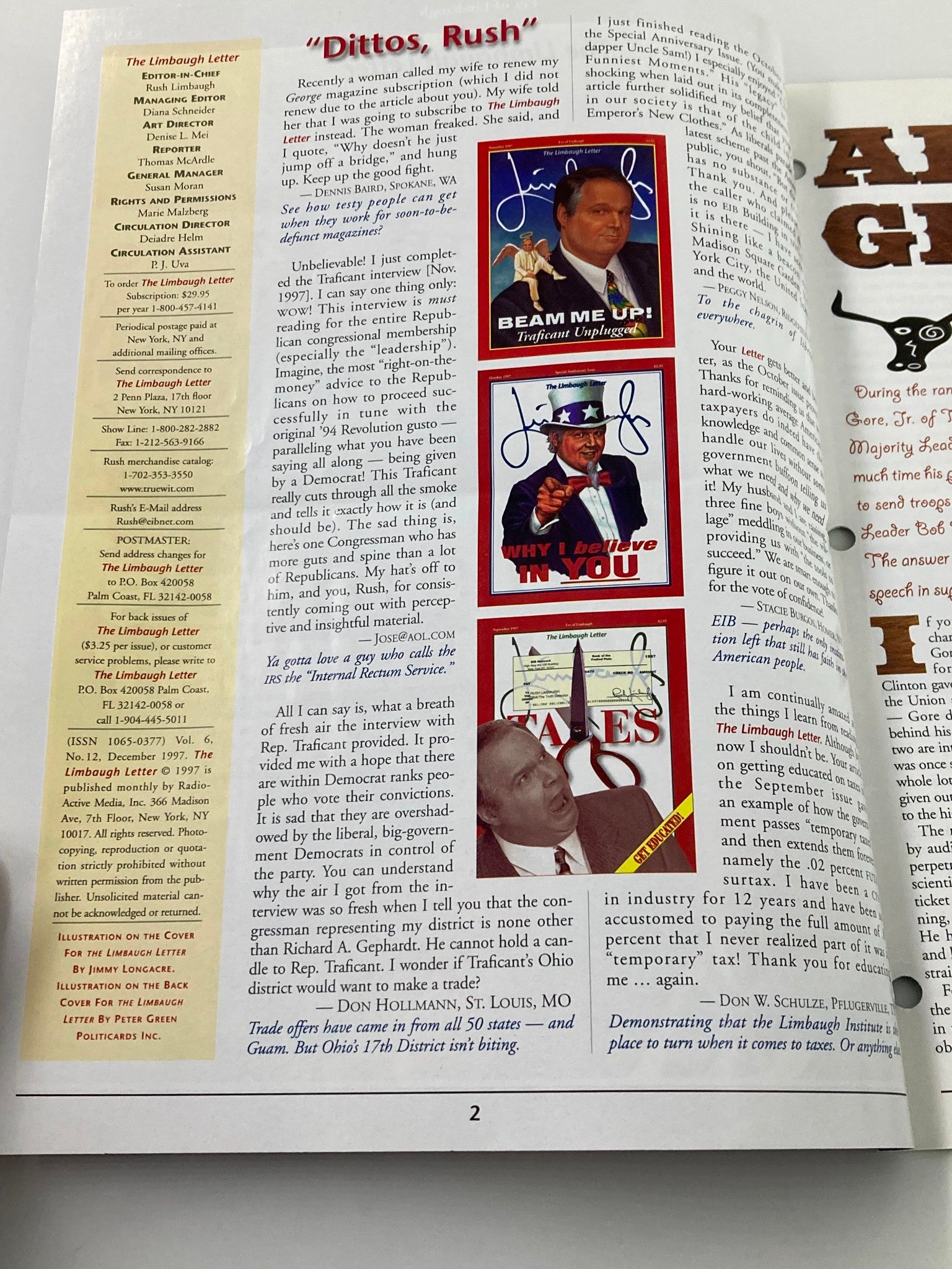 Rush Limbaugh Letter Newsletter Magazine December 1997 Al Gore's Greatest Hoax