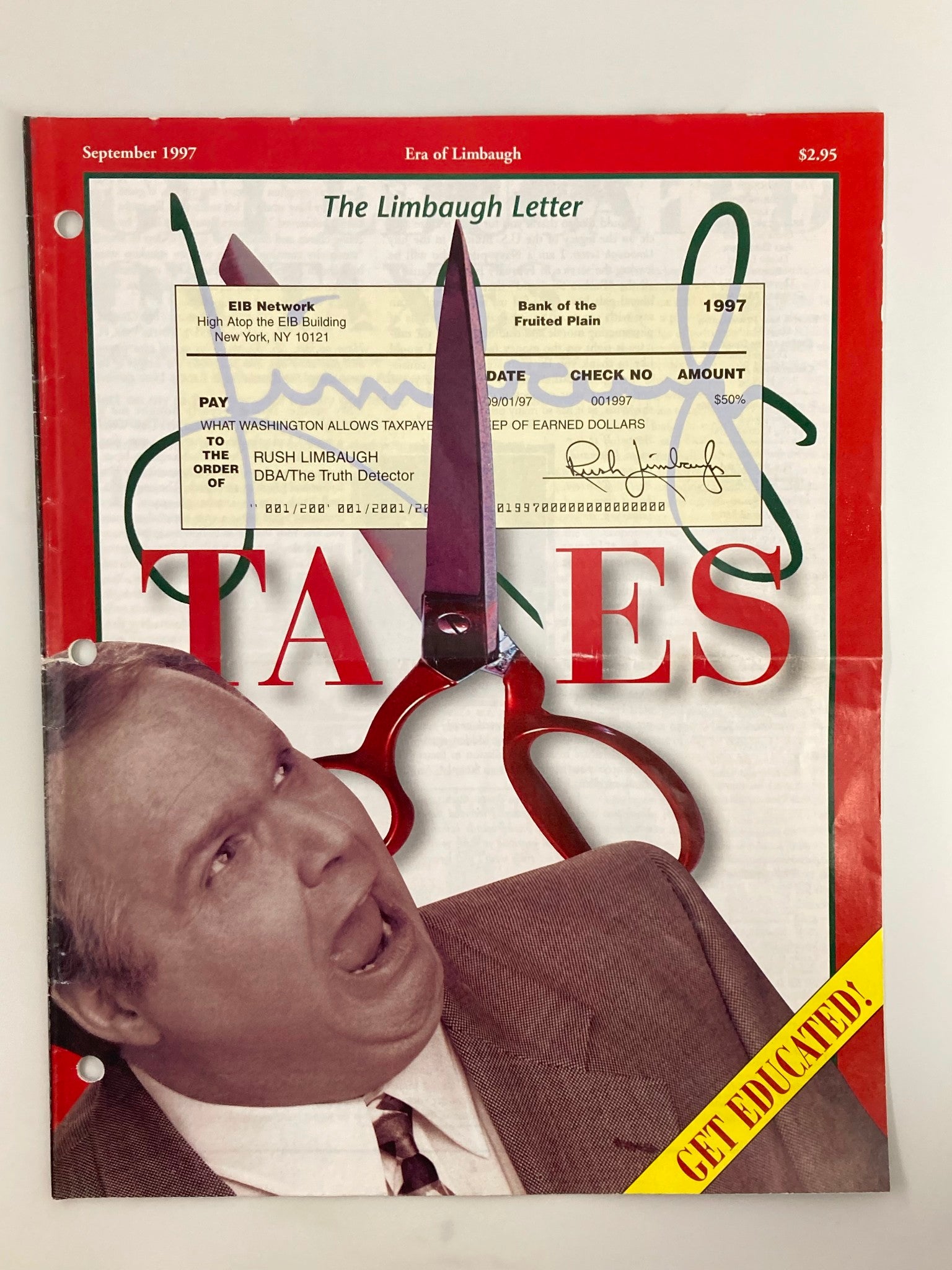 Rush Limbaugh Letter Newsletter Magazine September 1997 Taxes Get Educated