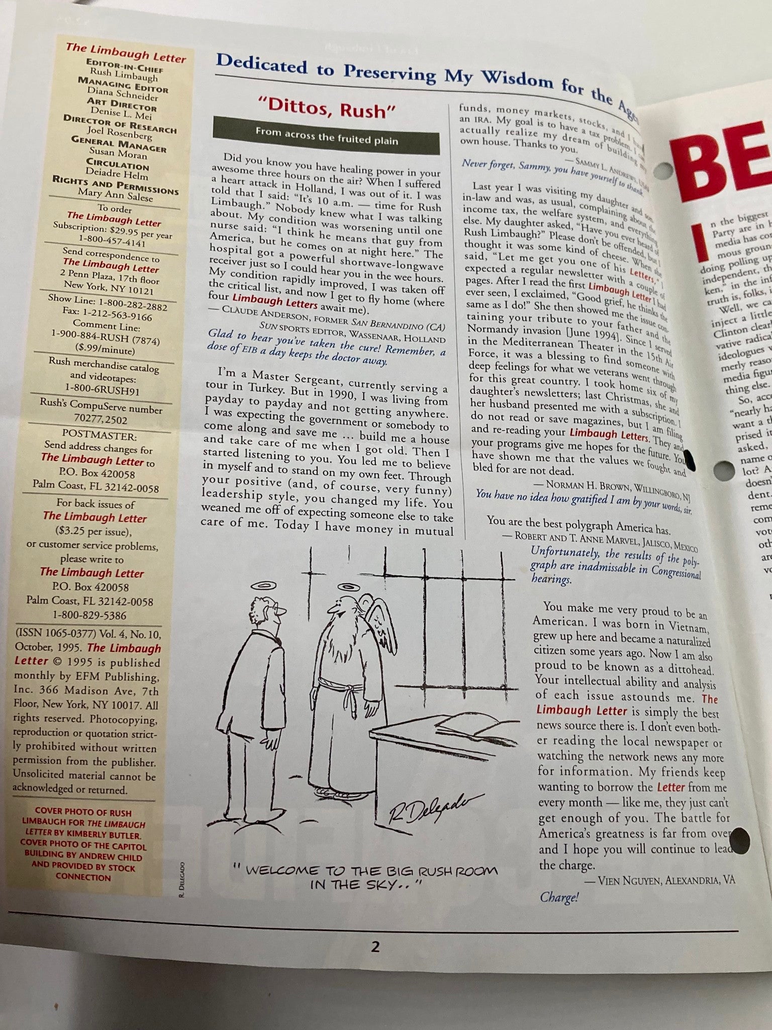 Rush Limbaugh Letter Newsletter Magazine October 1995 Preserving Wisdom