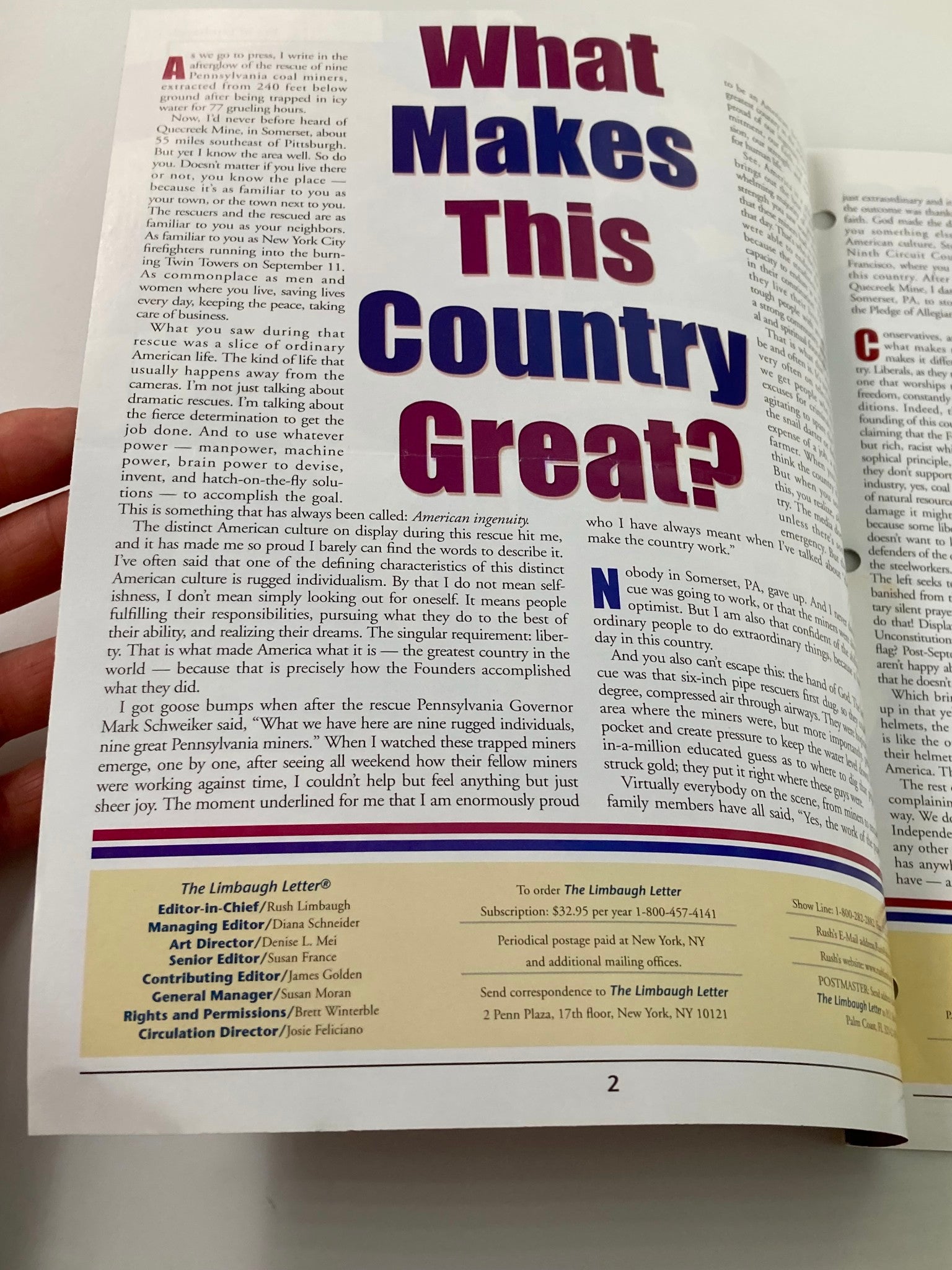 Rush Limbaugh Letter Newsletter Magazine August 2002 Makes This Country Great