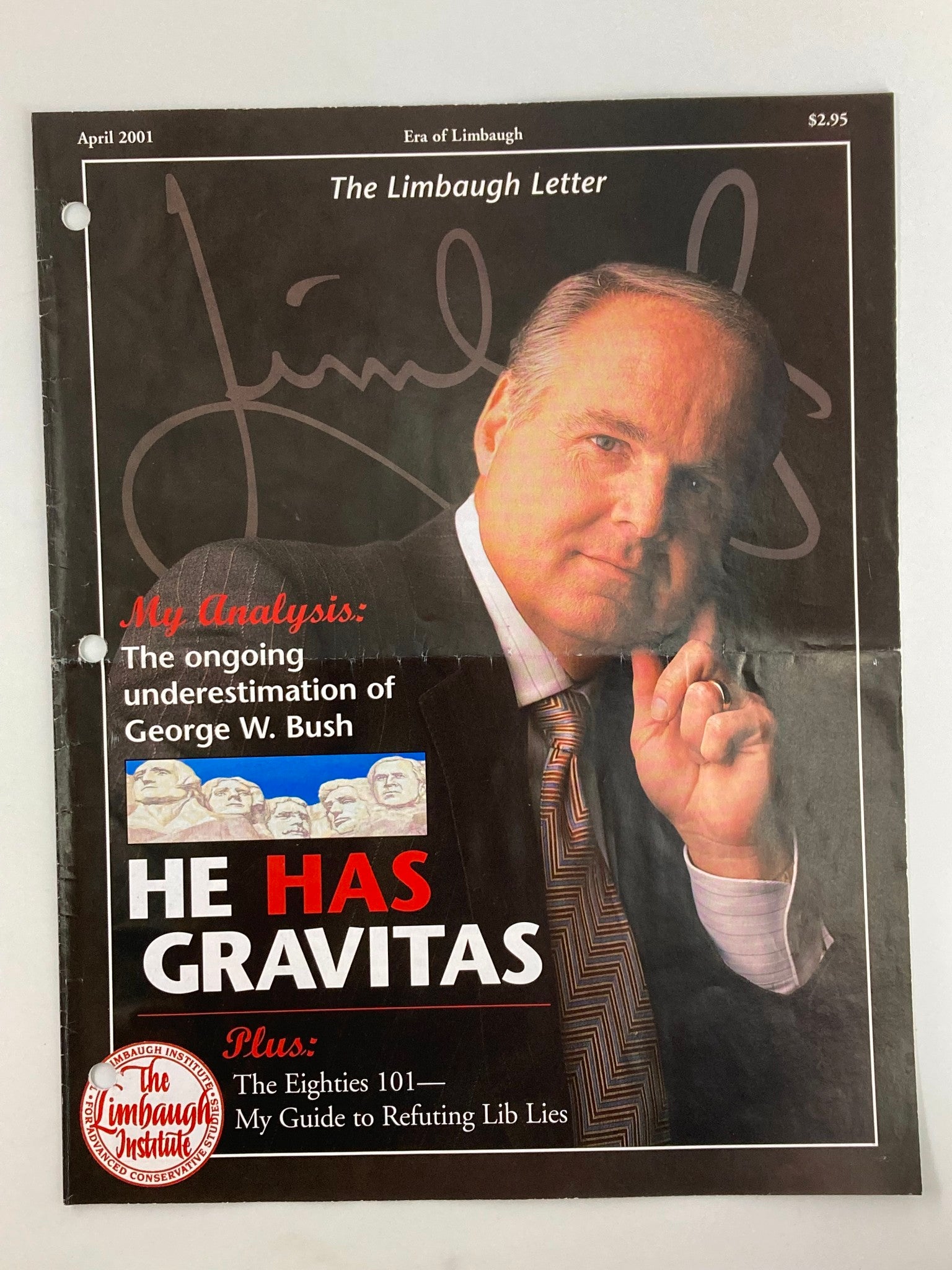 Rush Limbaugh Letter Newsletter Magazine April 2001 George W. Bush Gravitas