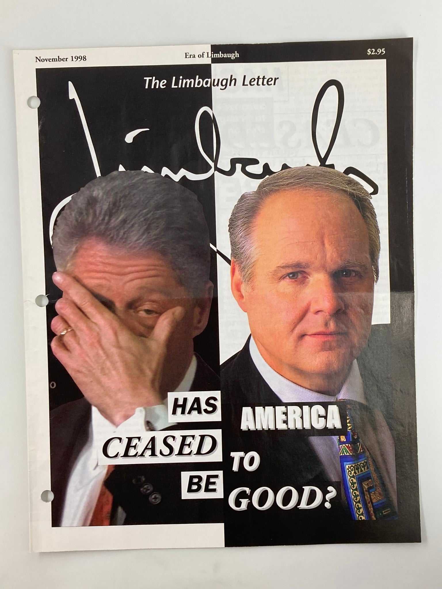 Rush Limbaugh Letter Newsletter Magazine November 1998 Bill Clinton