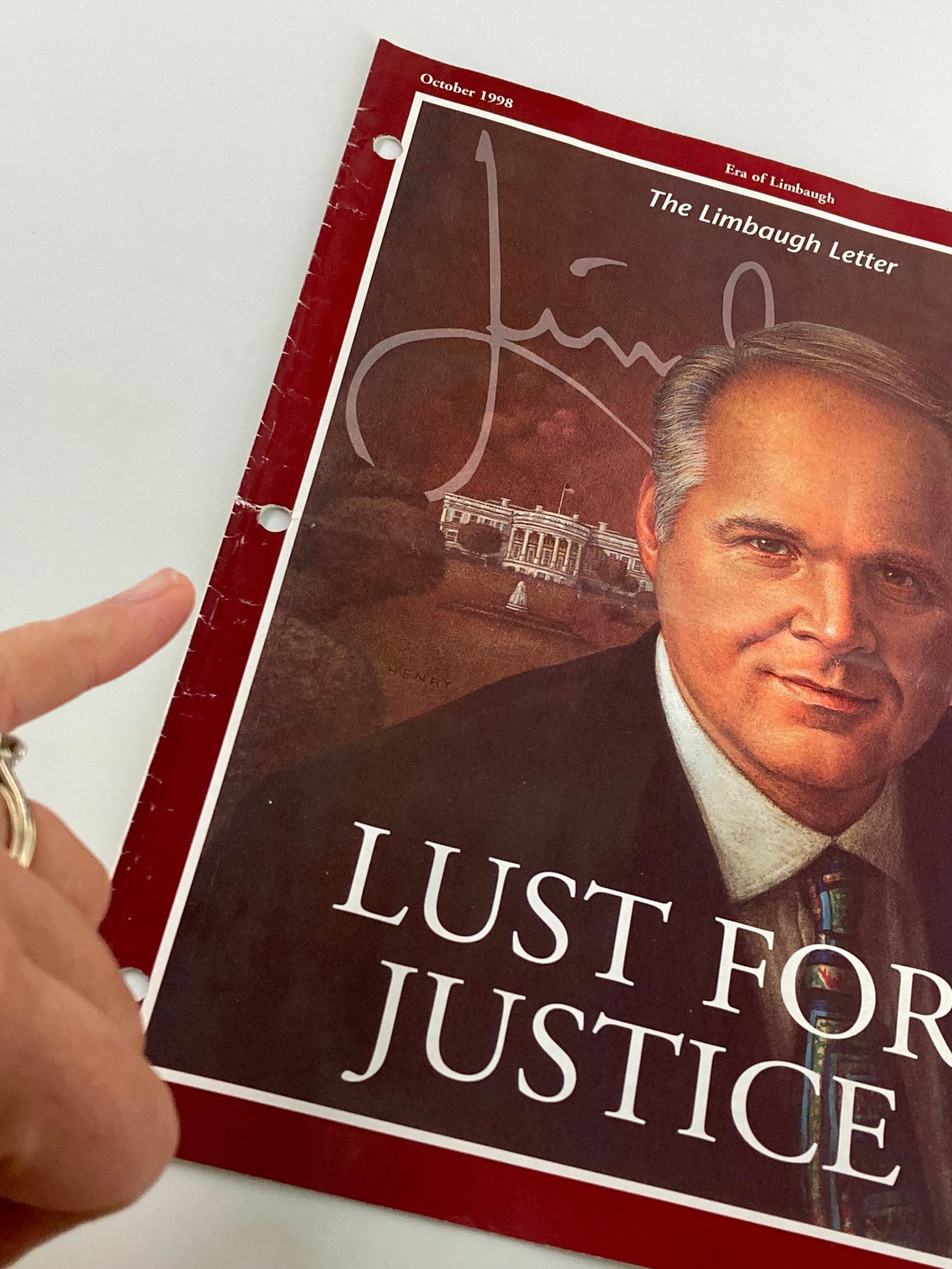 Rush Limbaugh Letter Newsletter Magazine October 1998 Lust for Justice