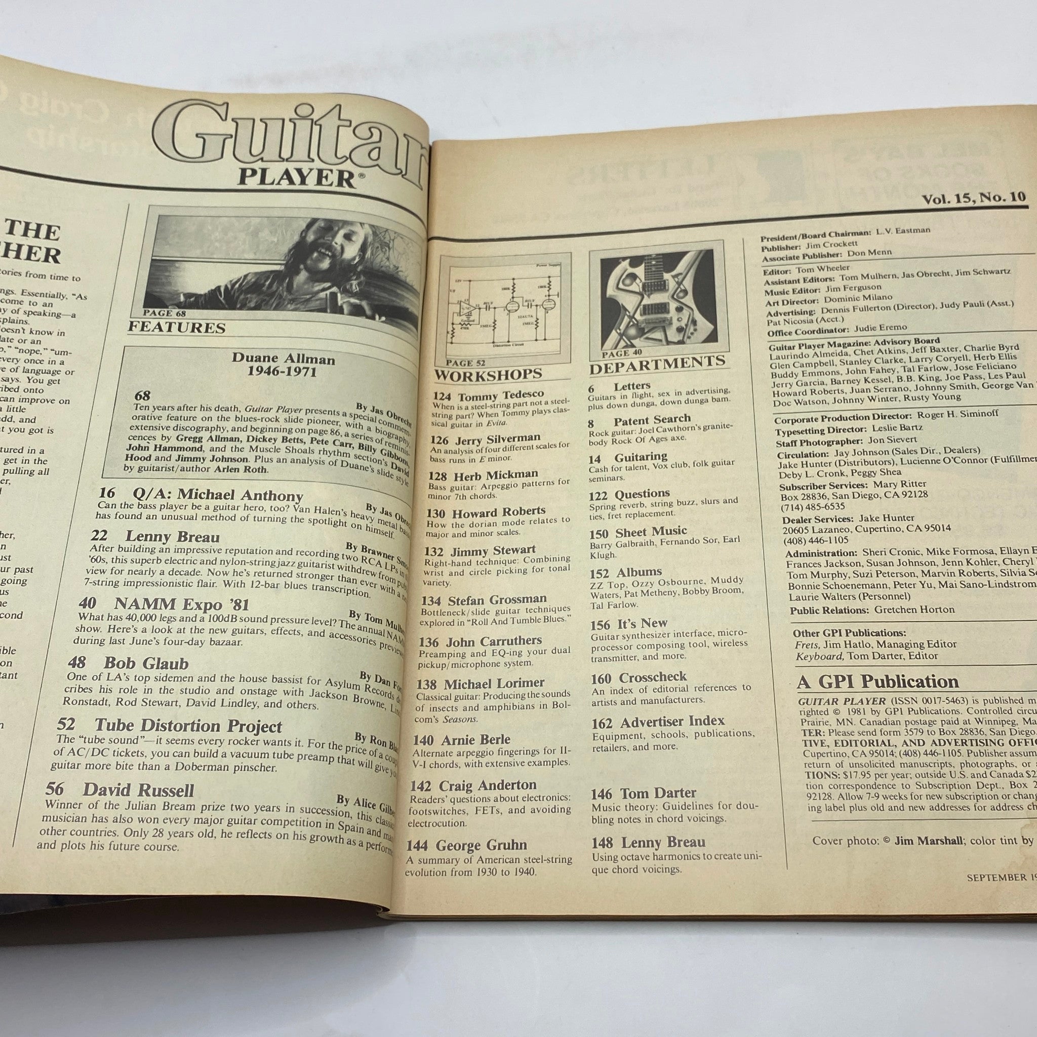 VTG Guitar Player Magazine October 1981 Duane Allman Special Issue No Label