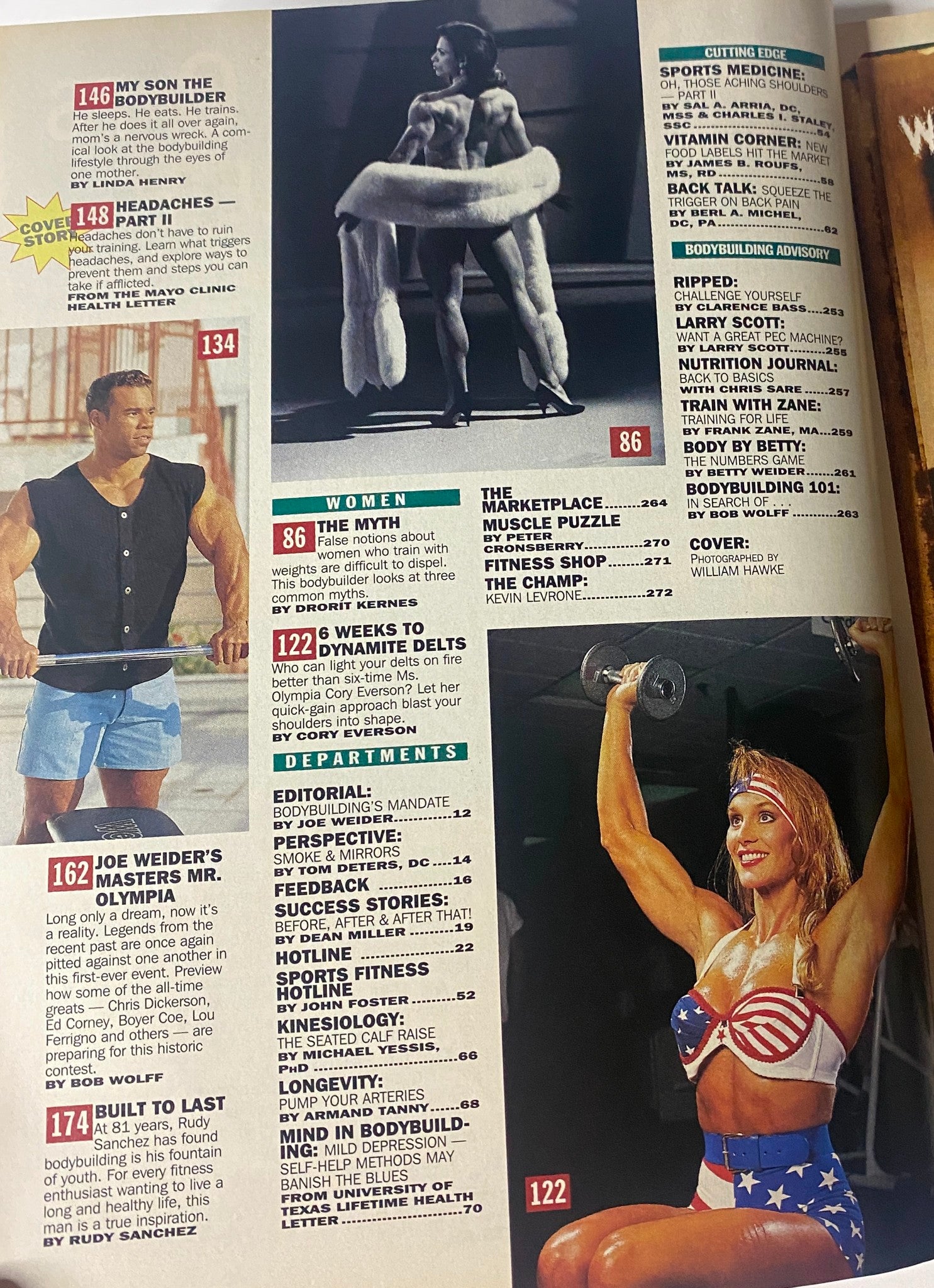 Page from Muscle & Fitness Magazine July 1994 featuring diverse topics such as health, bodybuilding insights, and women's fitness empowerment, with a strong focus on conditioning and lifestyle.