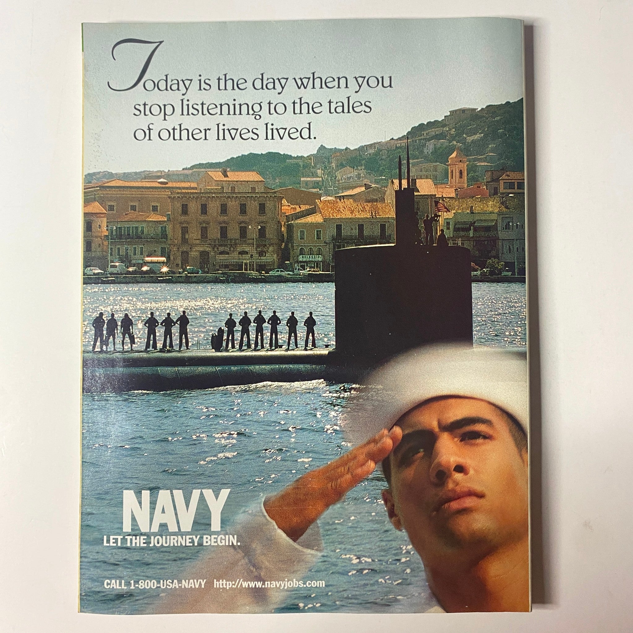 Back cover of Muscle & Fitness Magazine May 1997 featuring a Navy recruitment ad, emphasizing the importance of taking action in life.