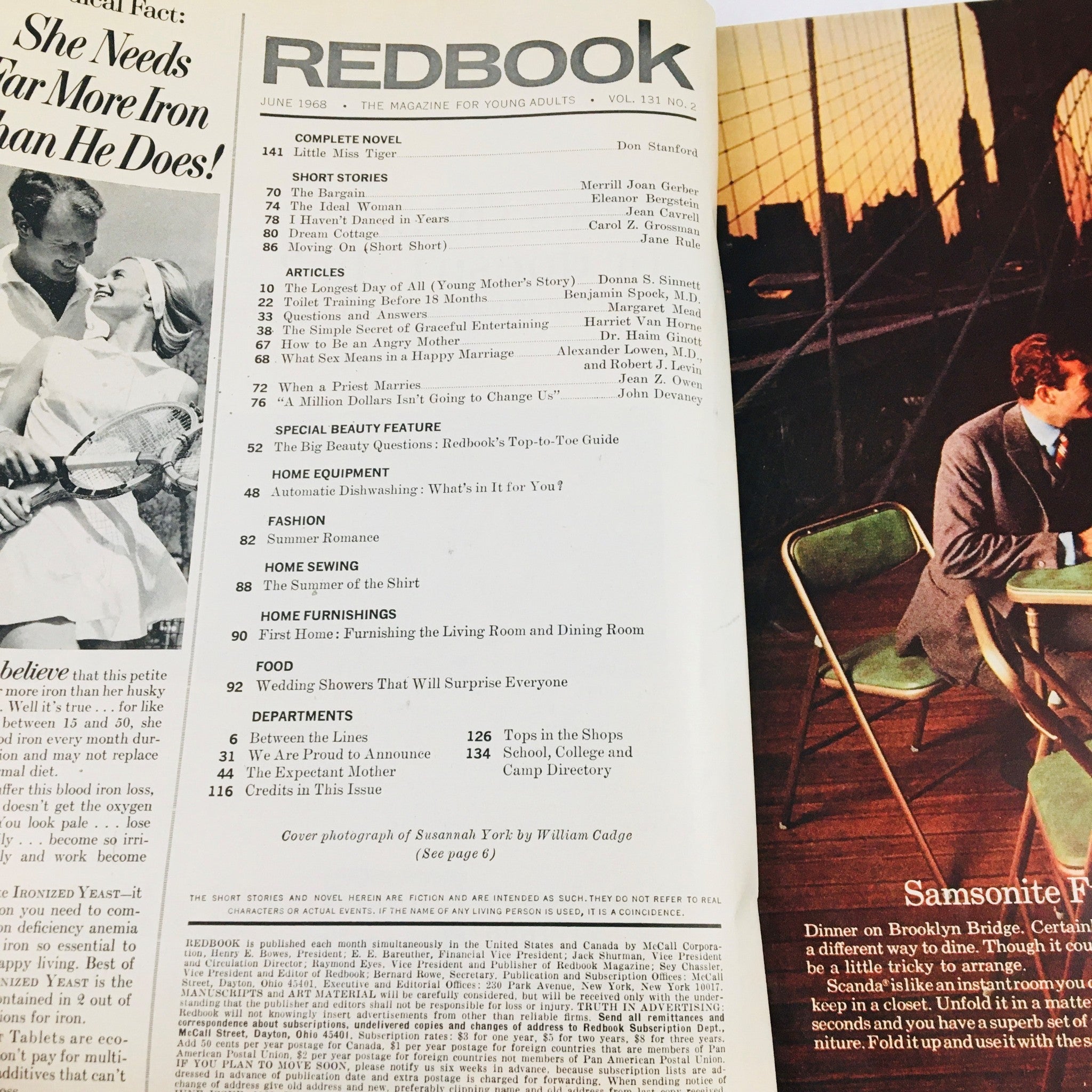 Redbook Magazine June 1968 Cover Photograph of Sussanah York No Label