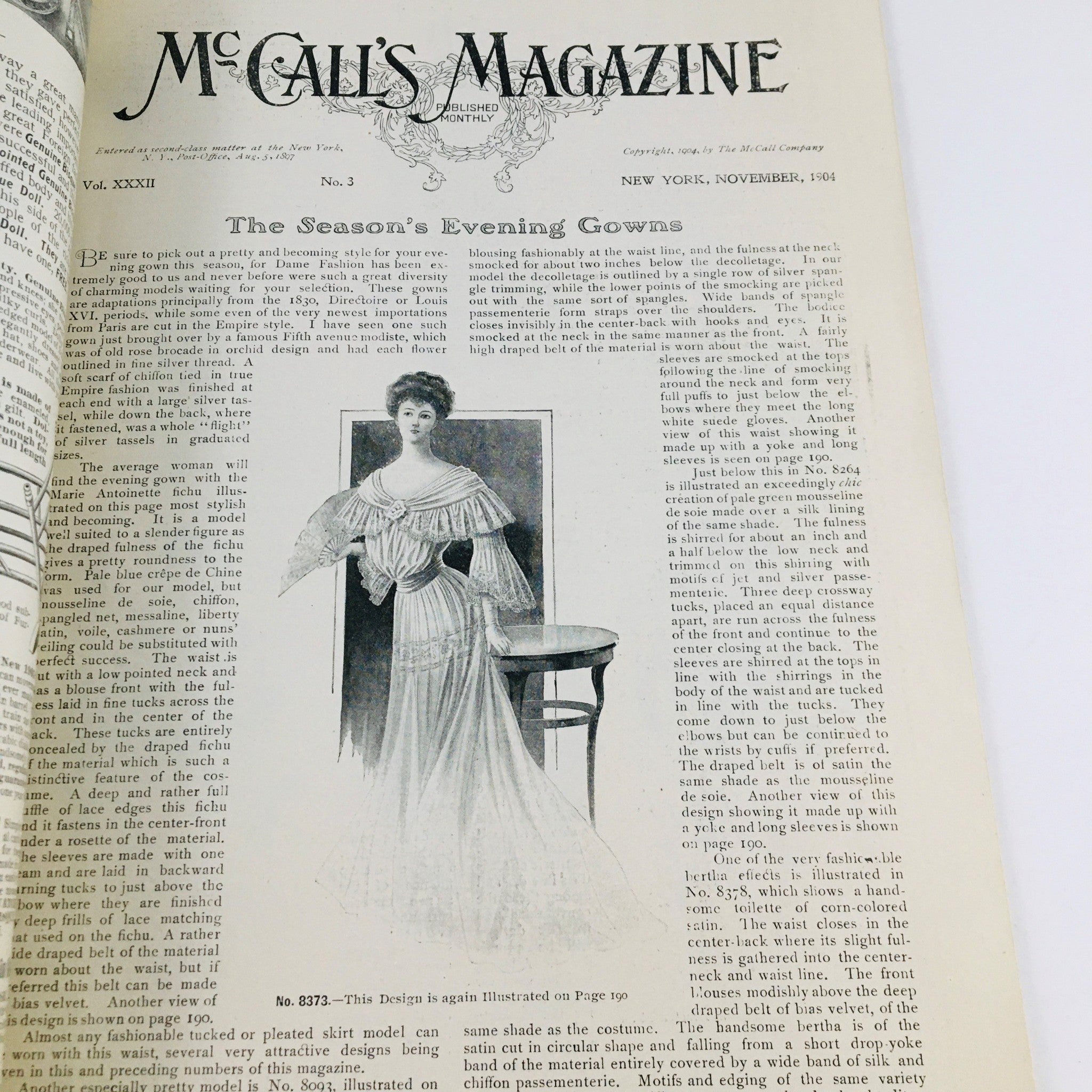 VTG McCall's Magazine November 1904 The Season's Evening Gowns Feature No Label