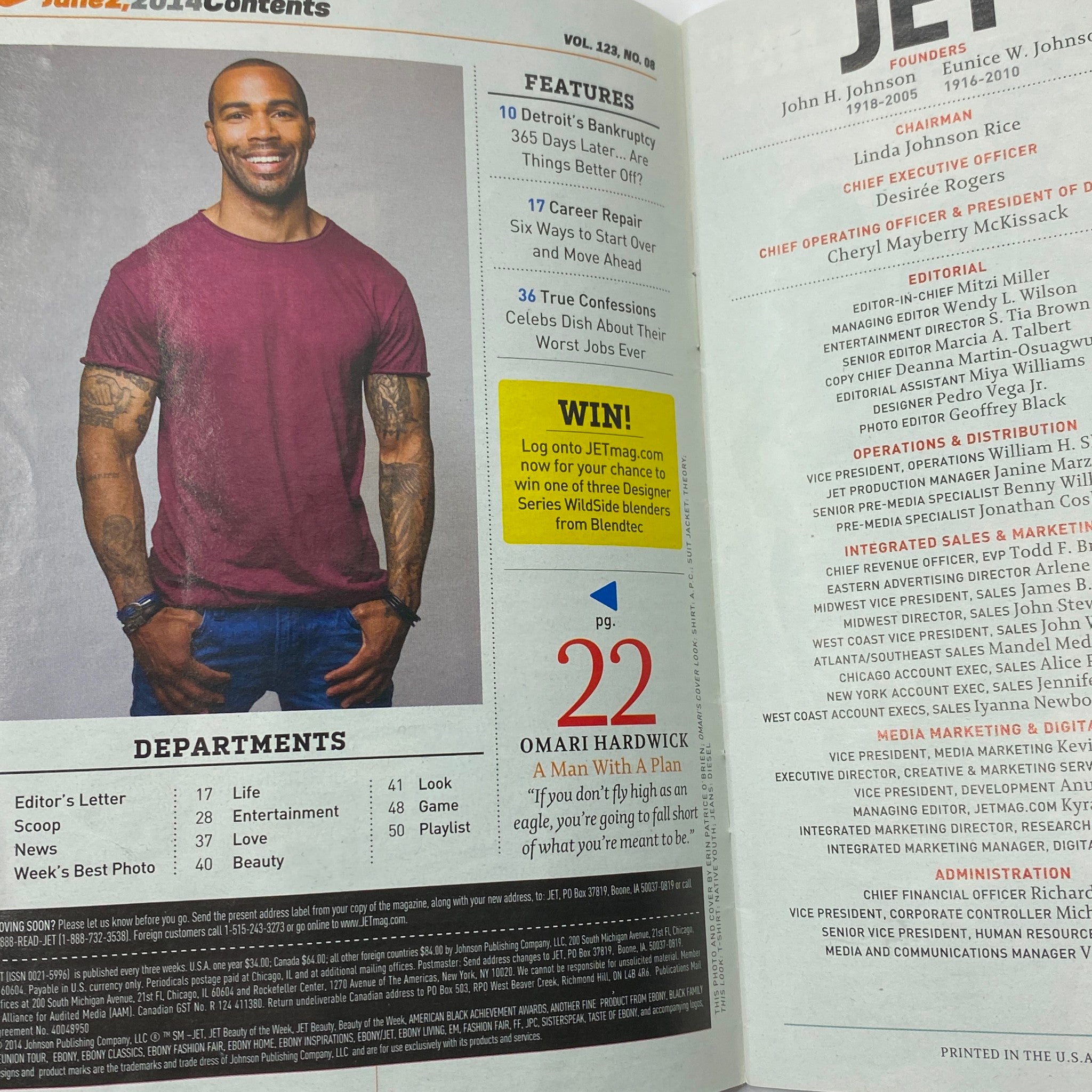 Jet Magazine June 2, 2014 Vol 123 No. 8 Omari Hardwick No Label