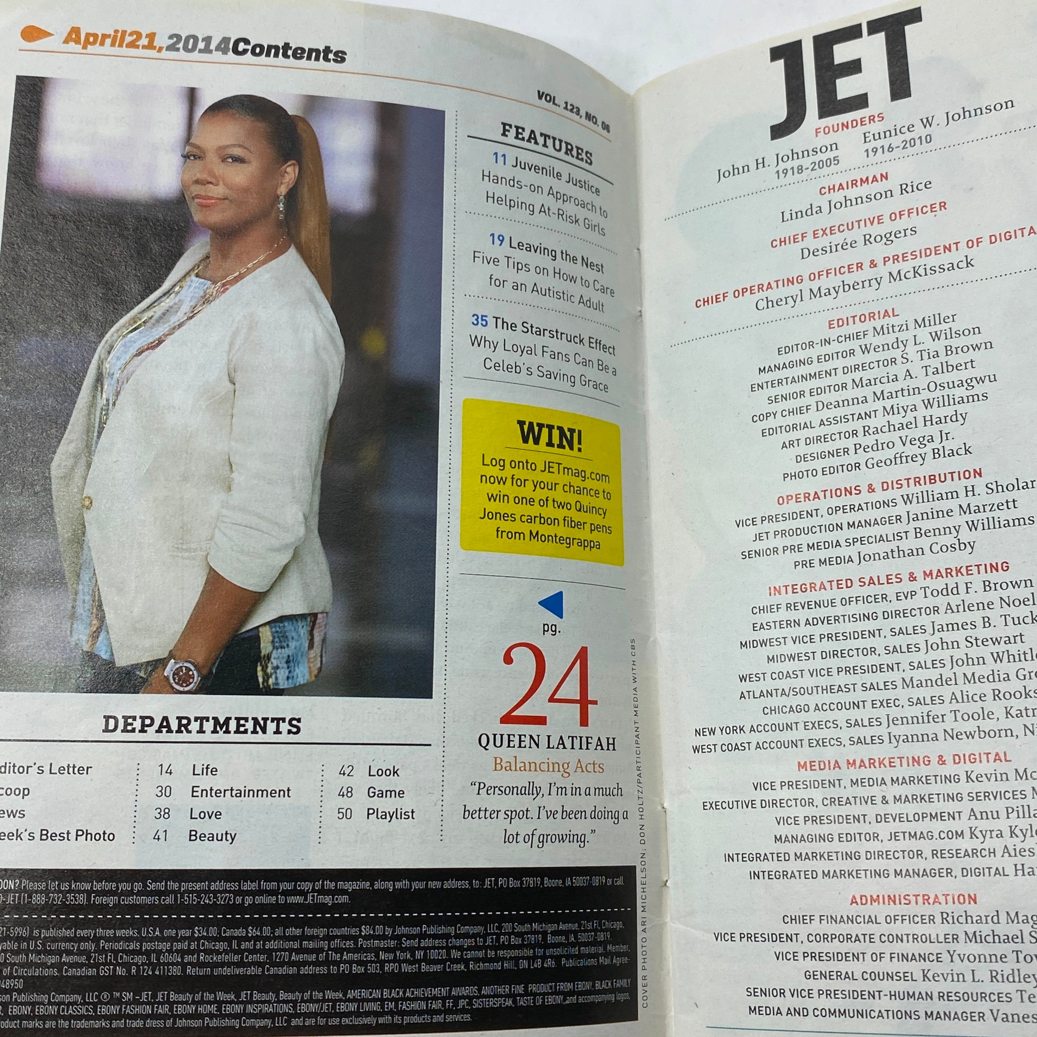 Jet Magazine April 1, 2014 Vol 123 No. 6 Queen Latifah No Label