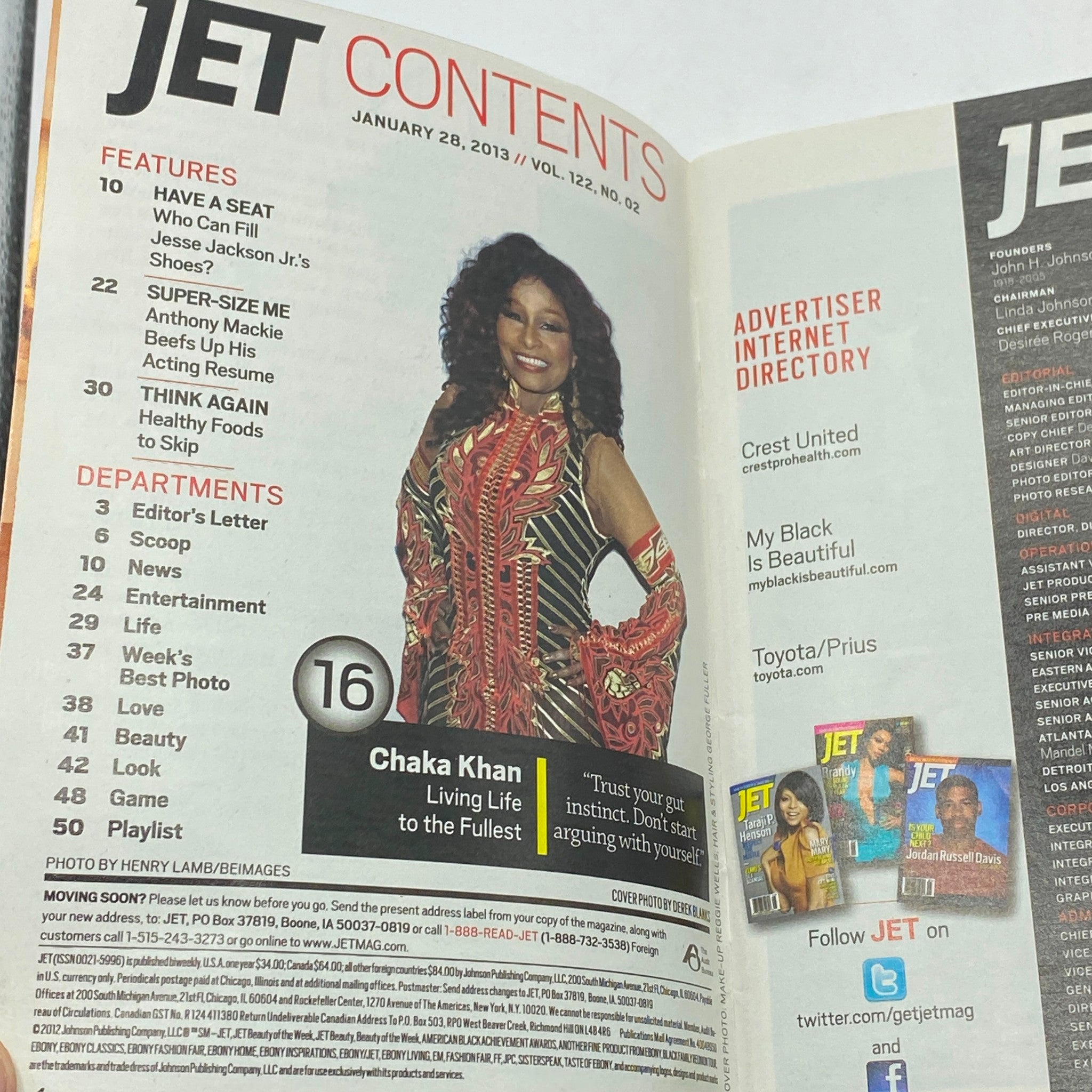 Jet Magazine January 28, 2013 Vol 122 No. 2 Chaka Khan No Label VG