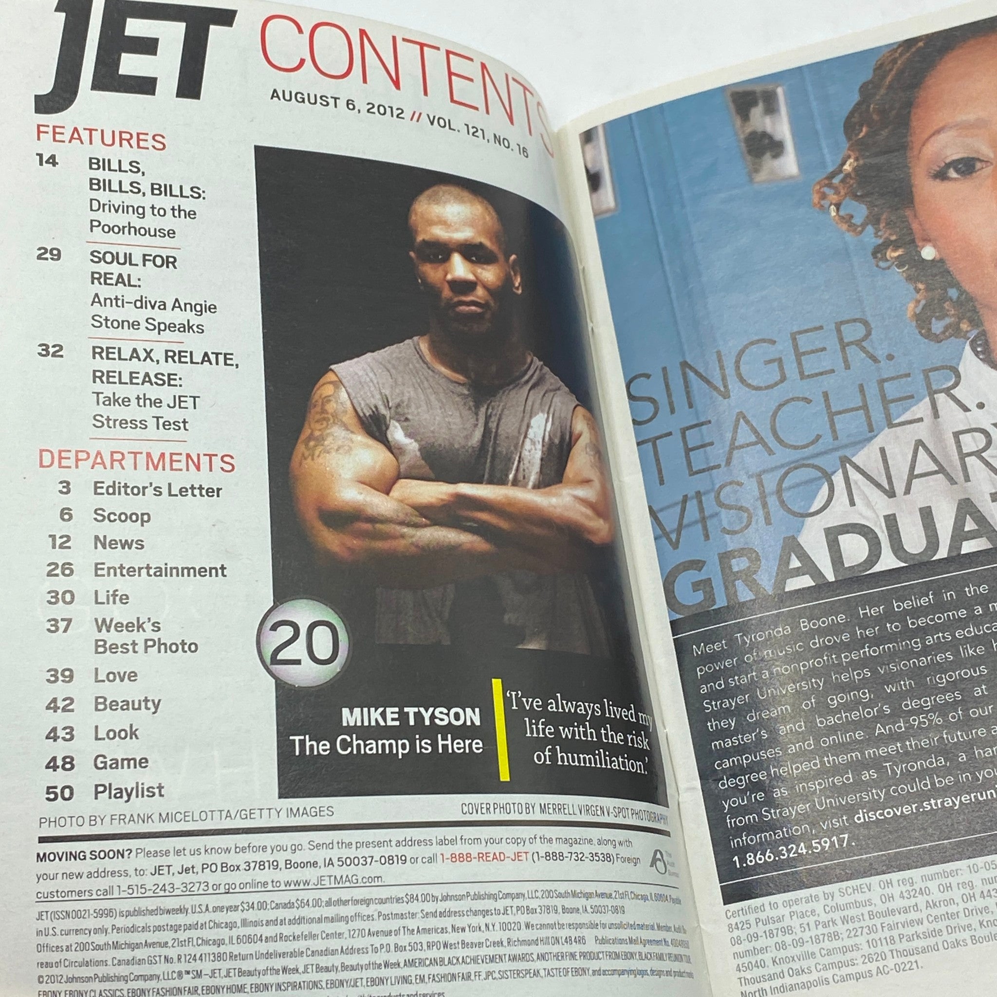 Jet Magazine August 6, 2012 Vol 121 No. 16 Mike Tyson No Label VG