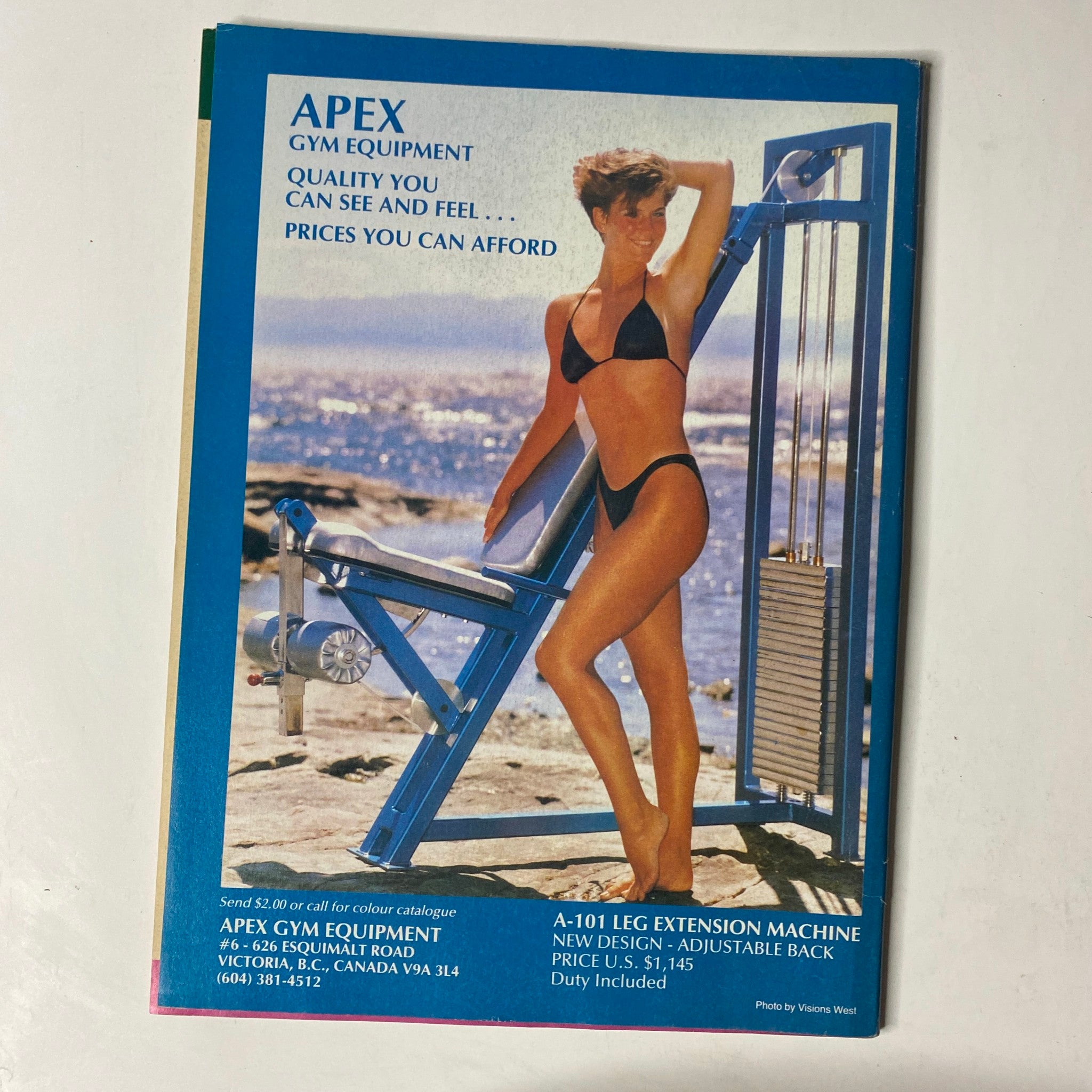 Advertisment for Apex Gym Equipment in MuscleMag International Magazine October 1988 No. 78, promoting quality fitness equipment for bodybuilding enthusiasts.