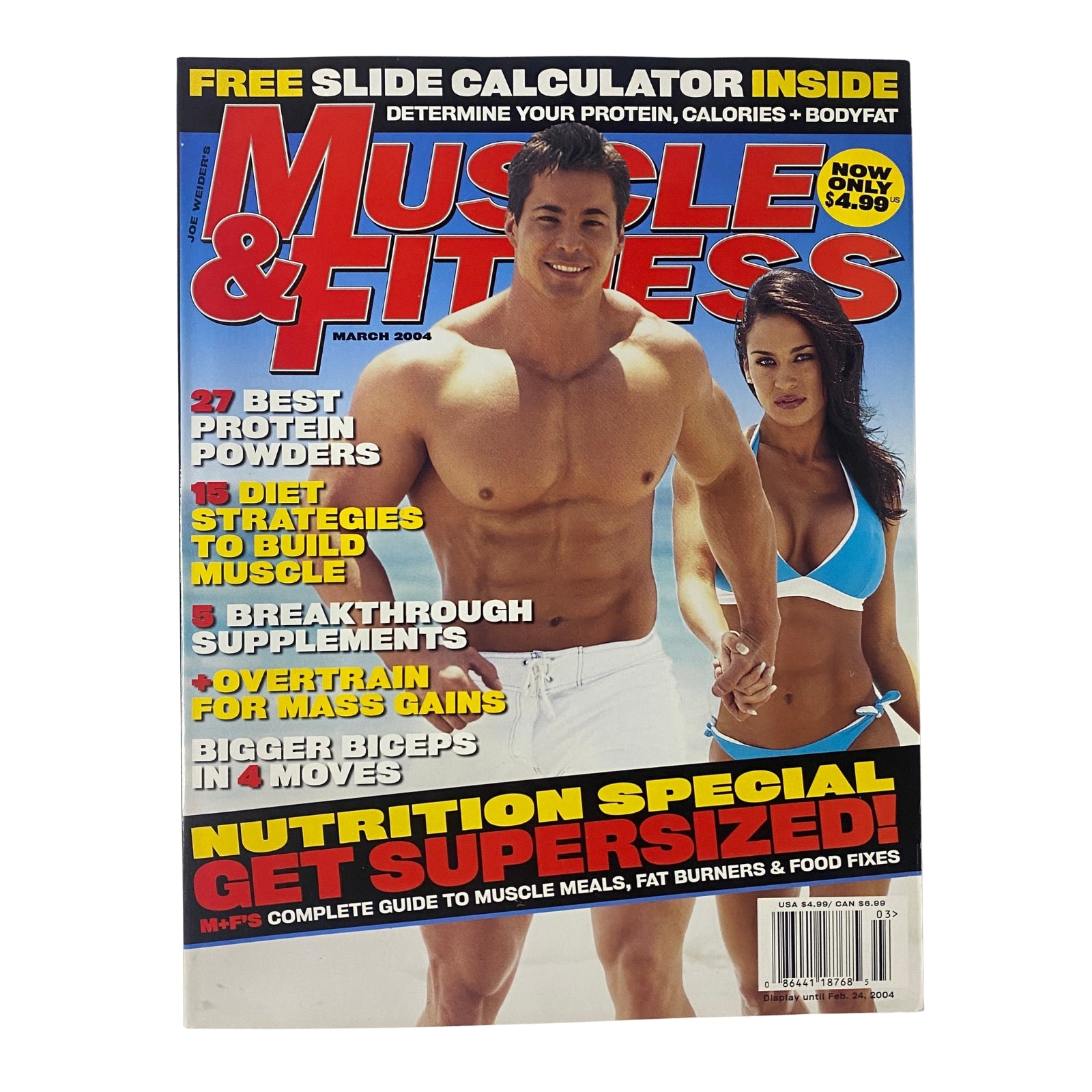 Muscle & Fitness Magazine March 2004 featuring John Kessler on the cover, showcasing fitness tips, nutritional strategies, and workout programs for muscle gain, available in very good condition.