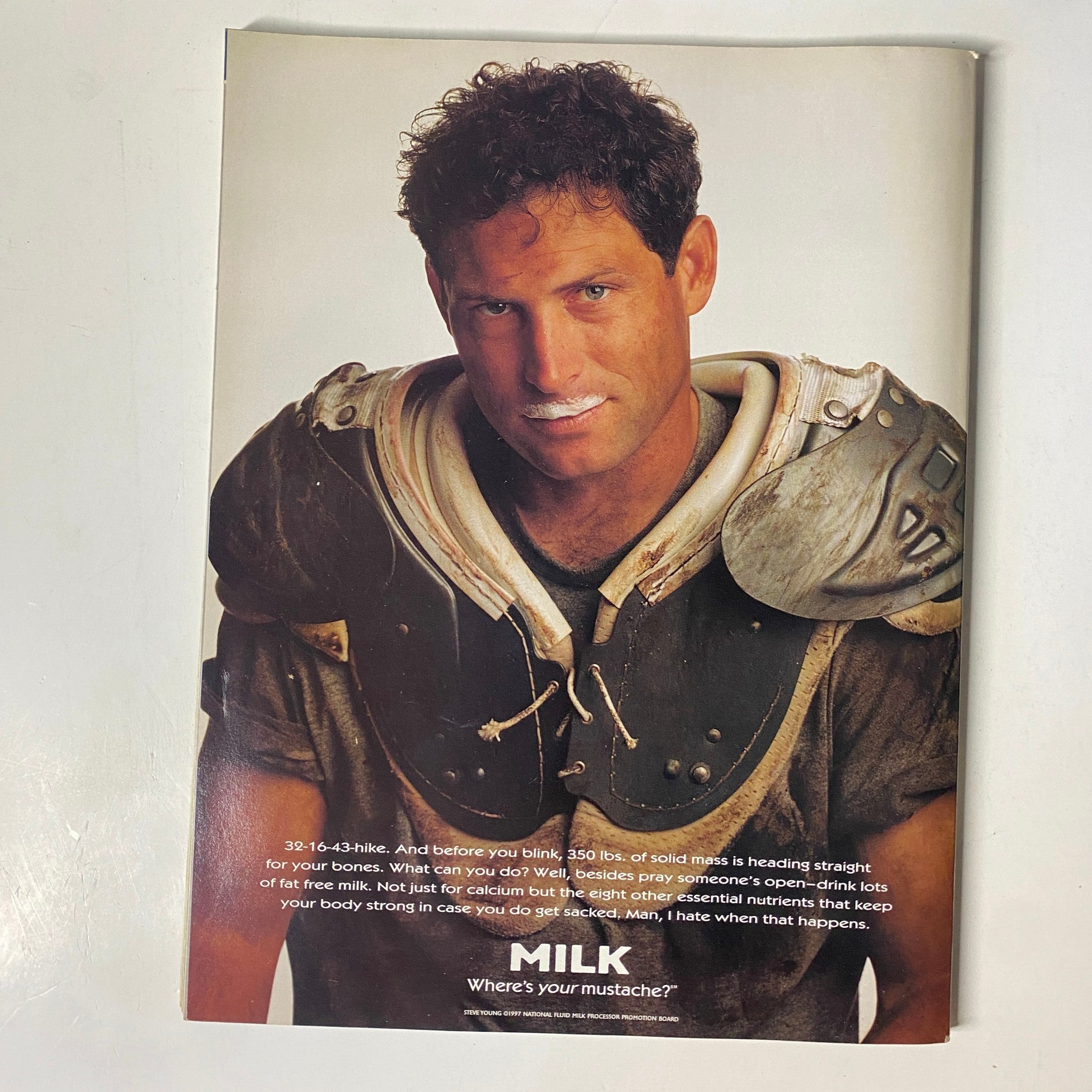 An advertisement from Muscle & Fitness Magazine December 1997 Vol 58 No. 12, promoting the importance of milk in a fitness lifestyle.
