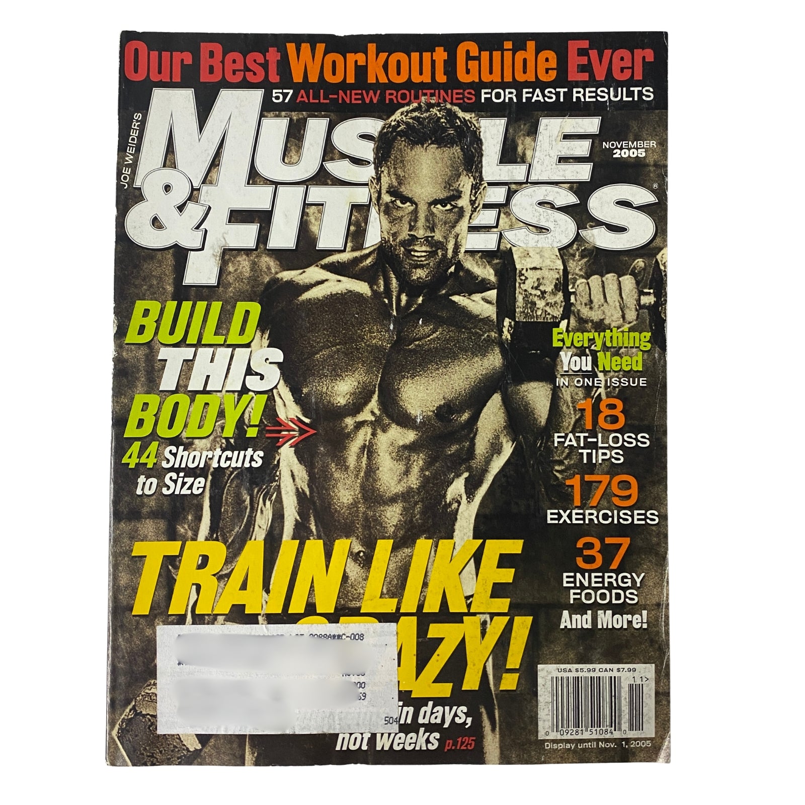 Muscle & Fitness Magazine November 2005 Vol 66 No. 11 featuring Brian Wade on the cover, showcasing fitness tips, workouts, and nutritional advice.