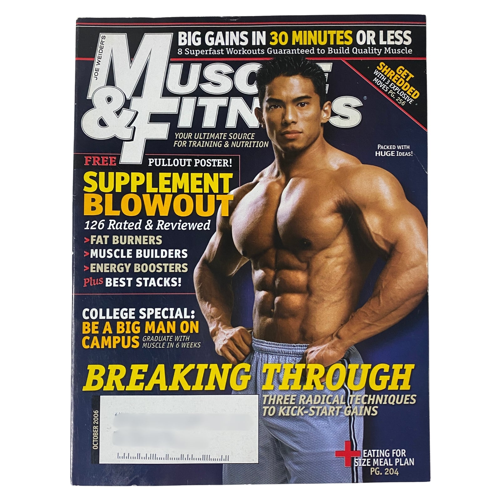 Muscle & Fitness Magazine October 2006 featuring Stan McQuay on the cover, showcasing fitness tips and workouts in very good condition.