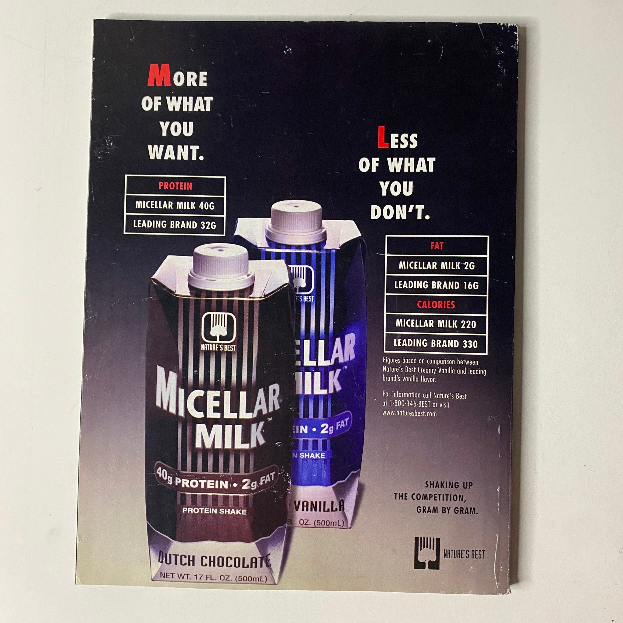 Muscle & Fitness Magazine December 2006, Vol. 67, No. 12 - Back cover advertisement for Nature's Best Micellar Milk protein shake emphasizing protein content and low fat, highlighting health benefits for fitness enthusiasts.