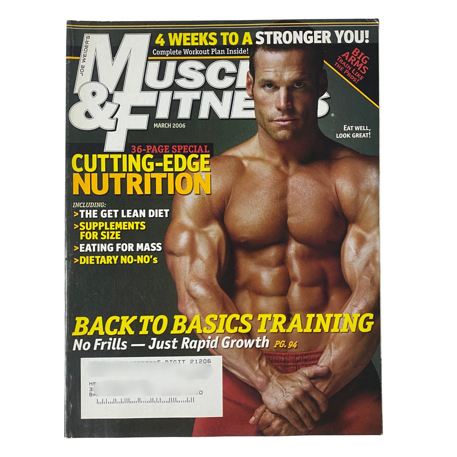 Muscle & Fitness Magazine March 2006 Vol 67 No. 3 featuring James Romagna on the cover, showcasing nutrition, training, and bodybuilding features in very good condition.
