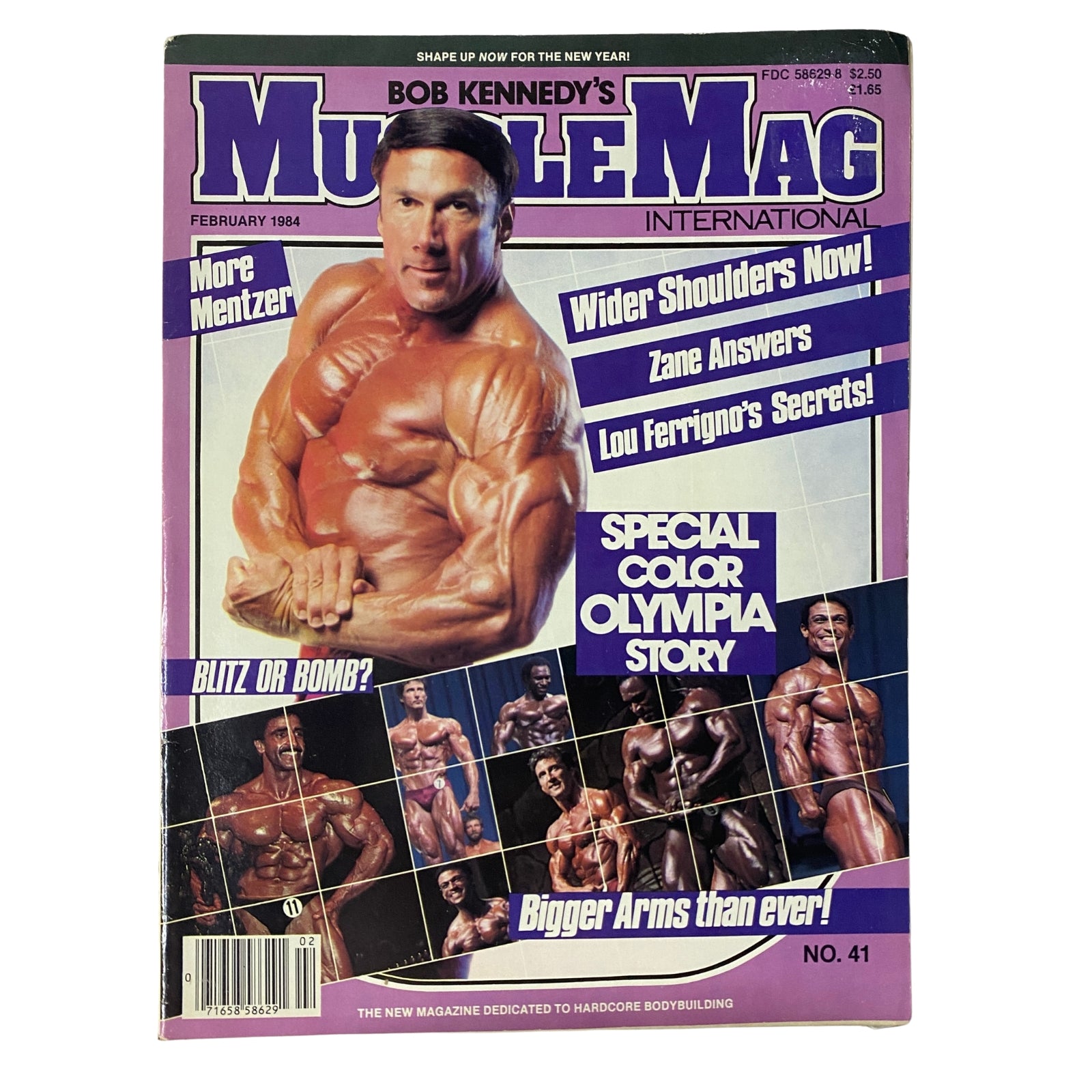 MuscleMag International Magazine February 1984 No. 41 featuring Boyer Coe on the cover, showcasing bodybuilding highlights, training advice, and exclusive insights from the 1983 Mr. Olympia.