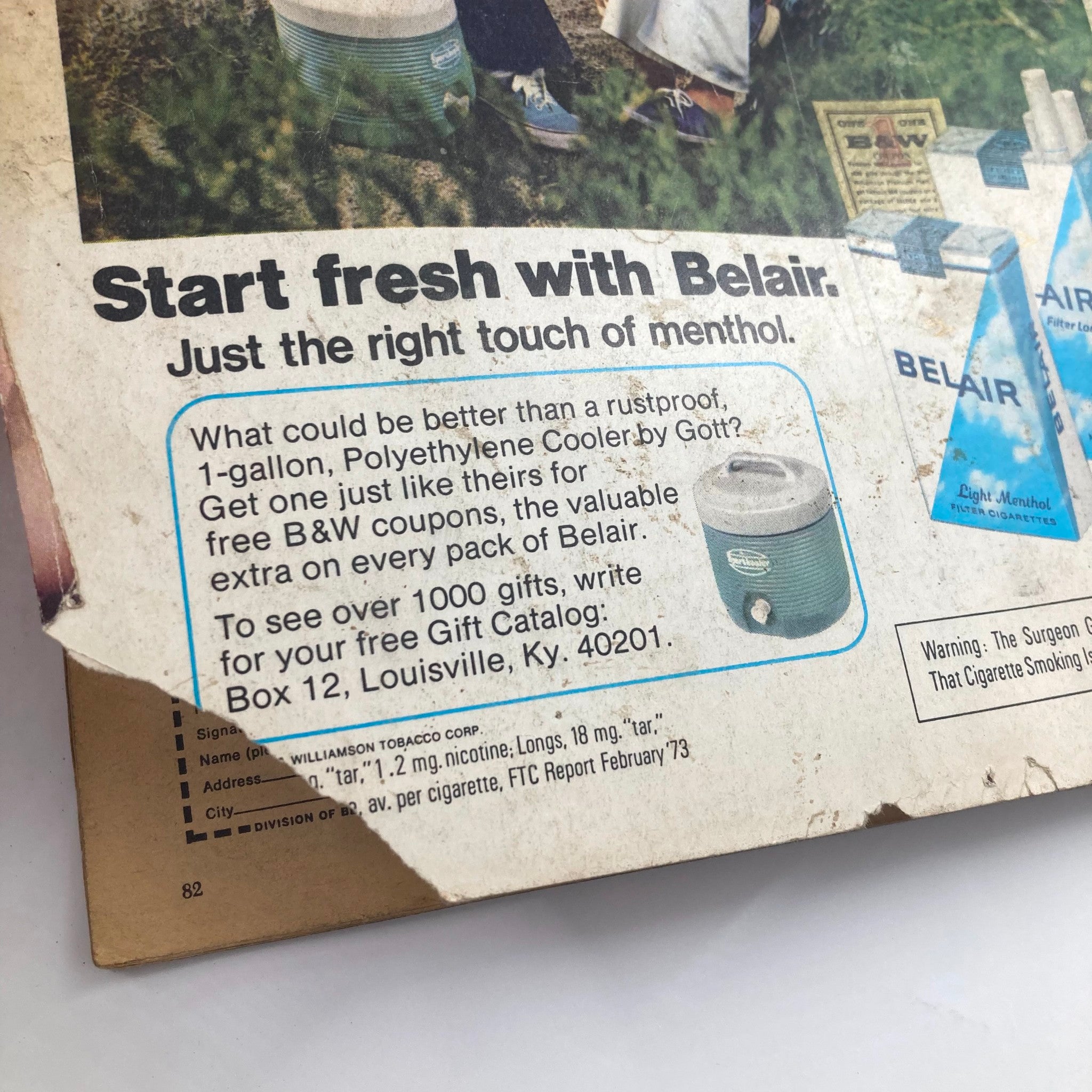 Back cover of the Modern Screen magazine December 1973 displaying vintage advertisements and promotional content, reflecting the culture and advertising style of the 1970s