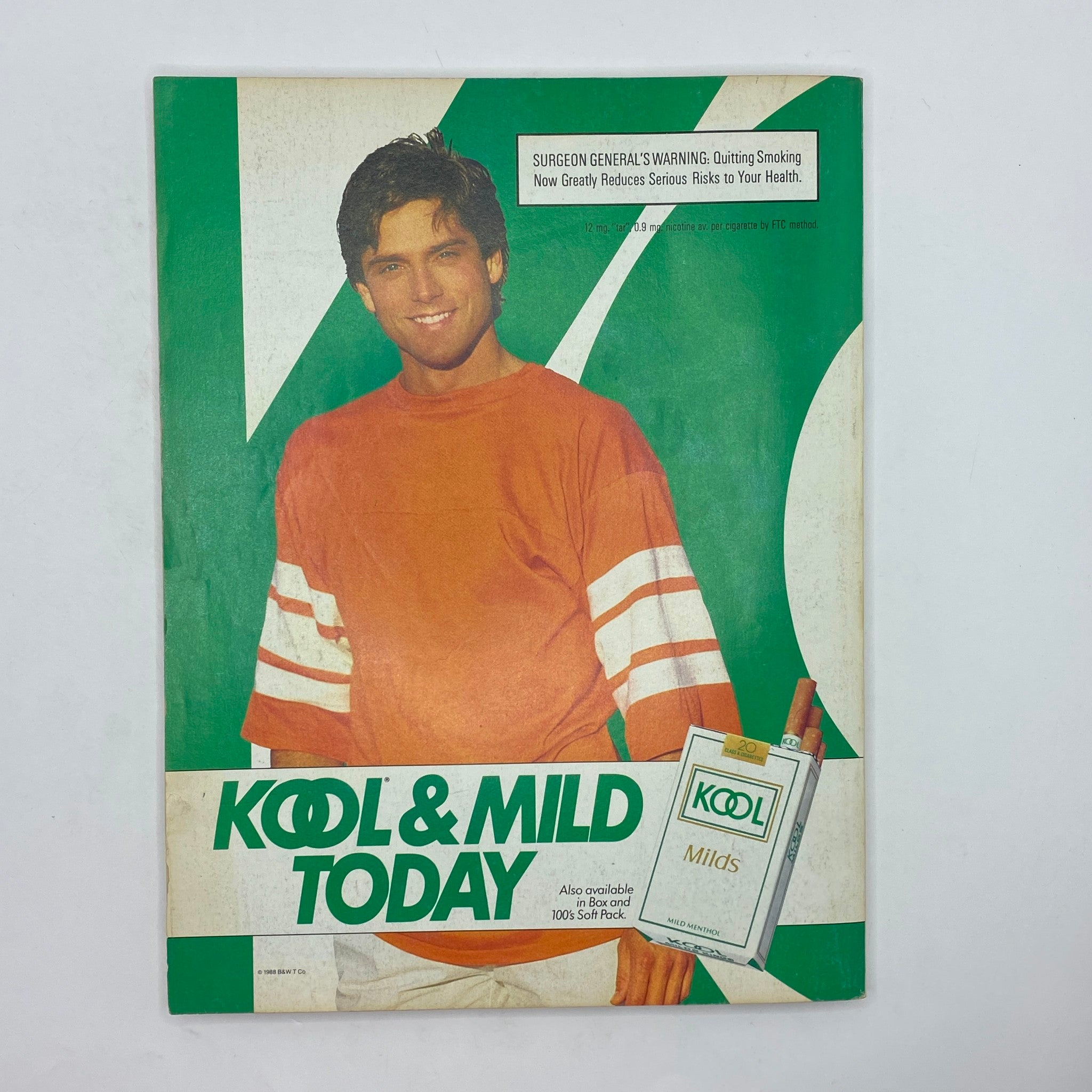 Back cover of an advertisement featuring Kool & Mild from the 1989 issue of VTG Street & Smith's Baseball Magazine.