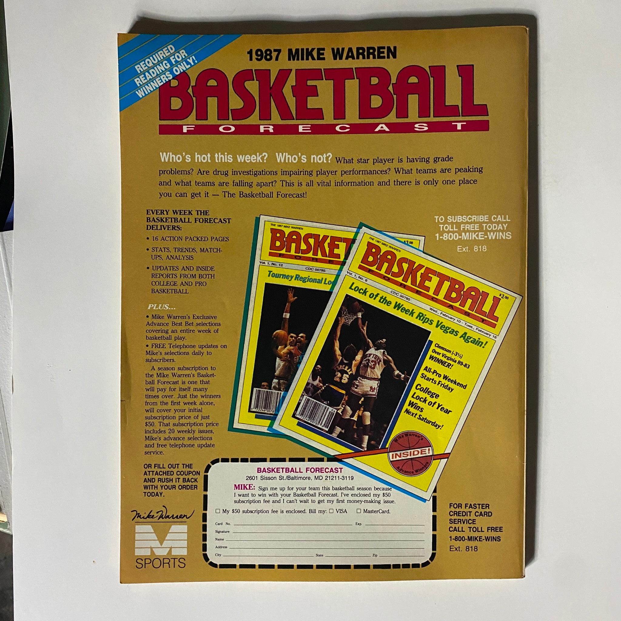 Cover of the 1988 Game Plan College Basketball Magazine featuring Charles Smith, showcasing vintage basketball imagery and details about the magazine's content.