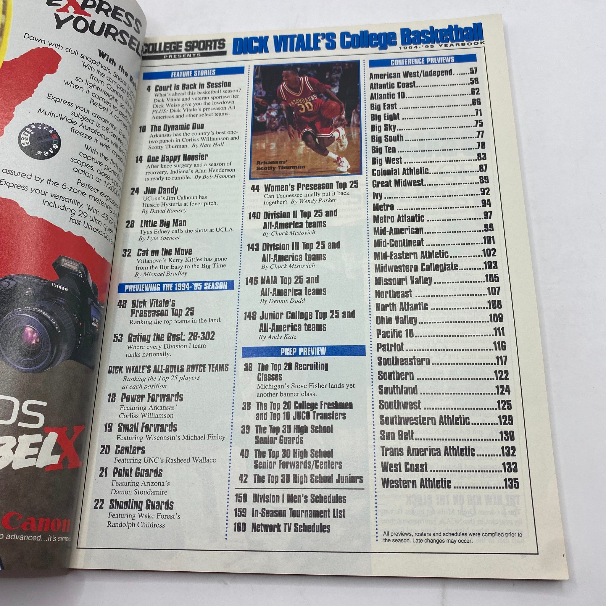 Dick Vitale's College Basketball 1994-1995 Preview Joe Smith No Label VG