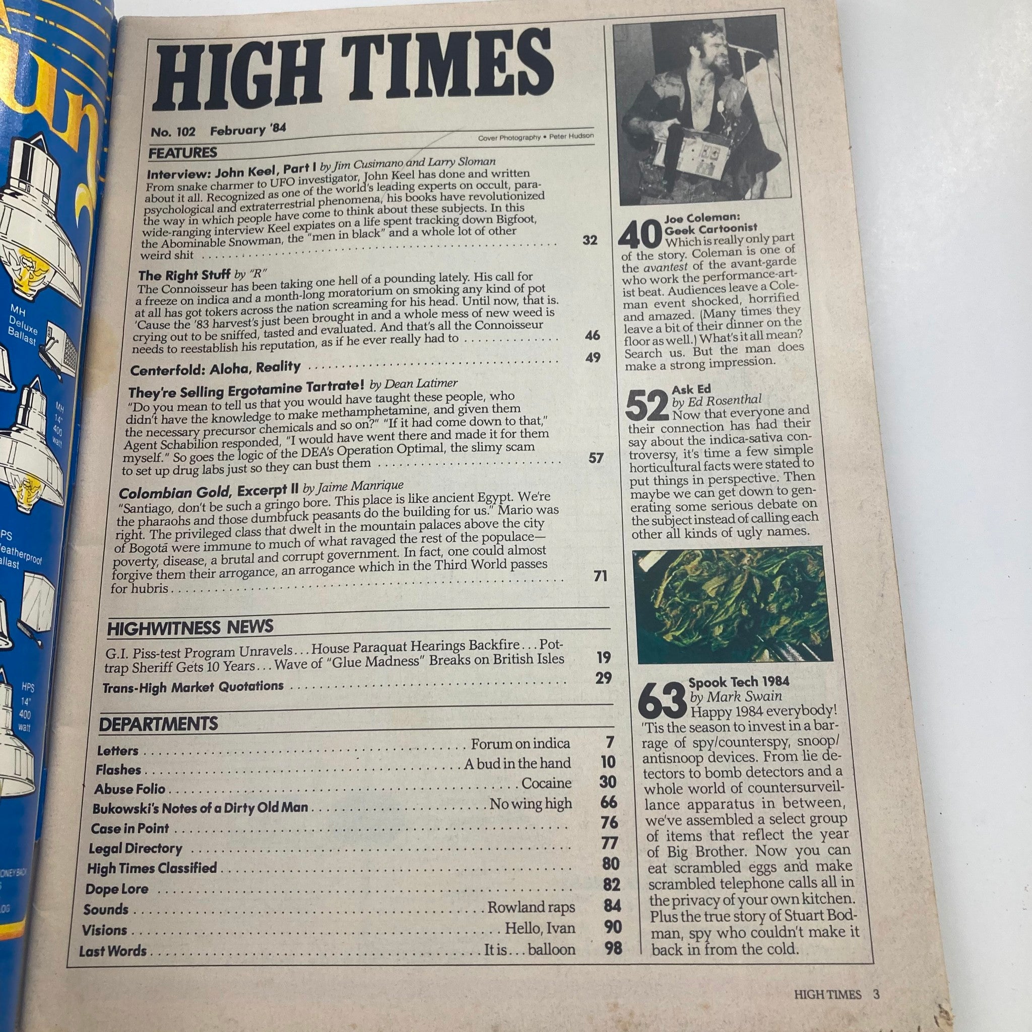 VTG High Times Magazine February 1984 #102 Colombian Gold Excerpt II No Label