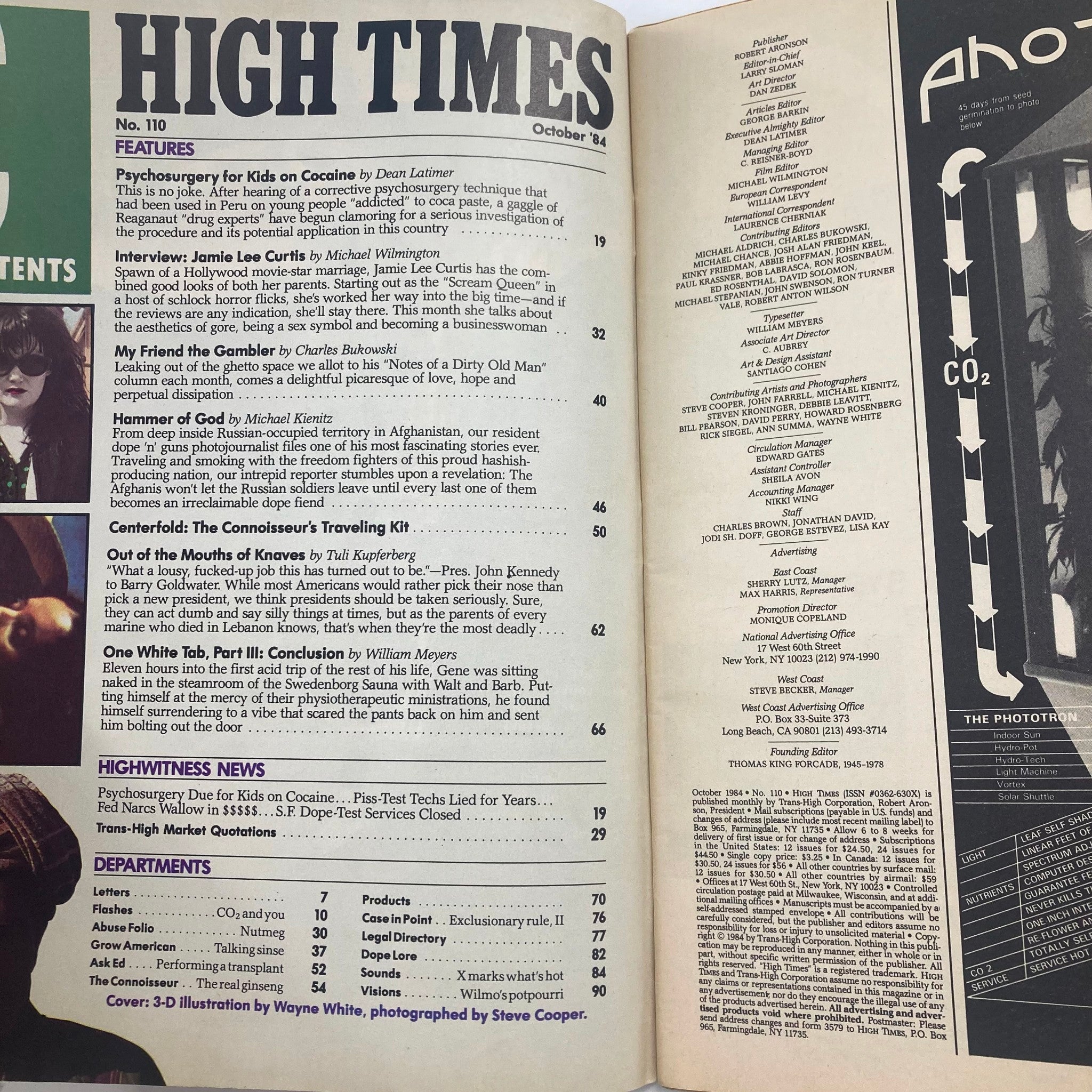 VTG High Times Magazine October 1984 #110 Lobotomies for Coke Heads No Label