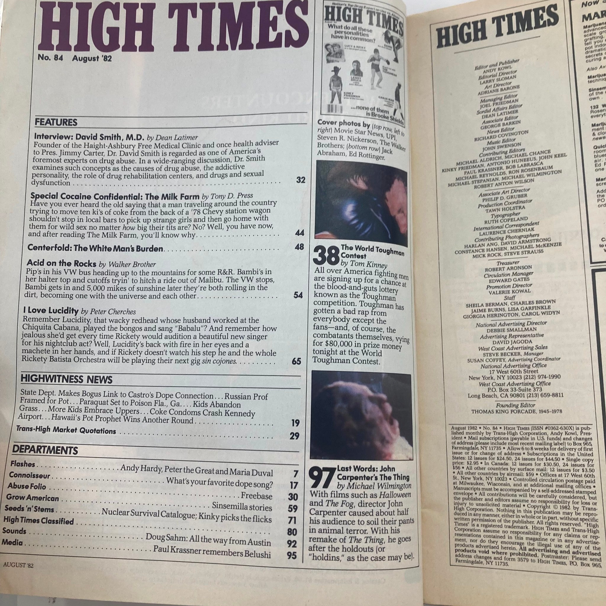 VTG High Times Magazine August 1982 #84 Kinky Friedman, Lenny Bruce No Label