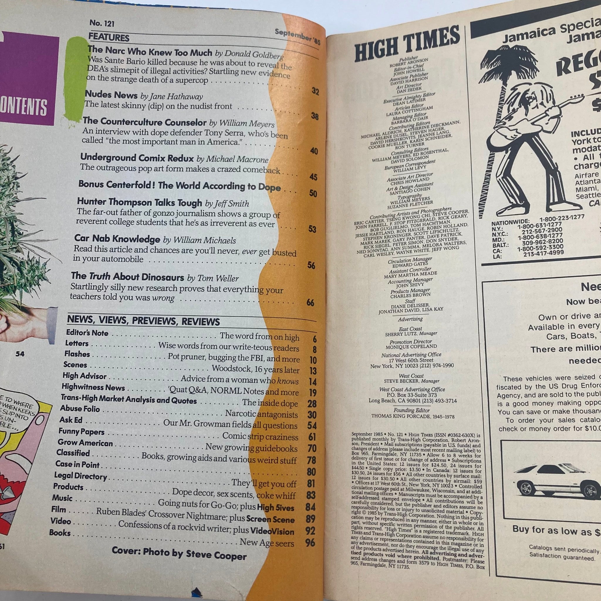 VTG High Times Magazine September 1985 #121 The World According to Dope No Label